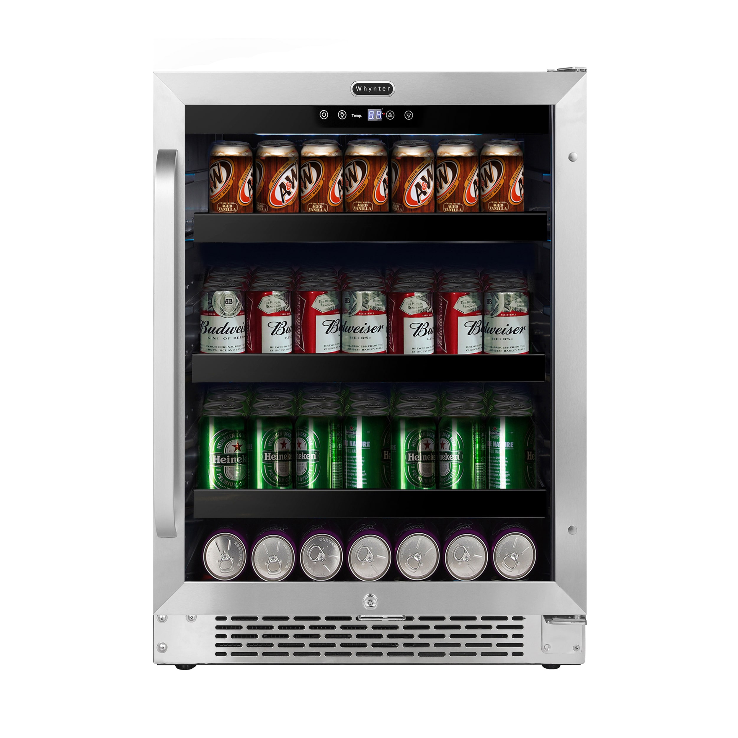 Whynter - BBR-148SB 24 inch Built-In 182 Can Undercounter Stainless Steel Beverage Refrigerator