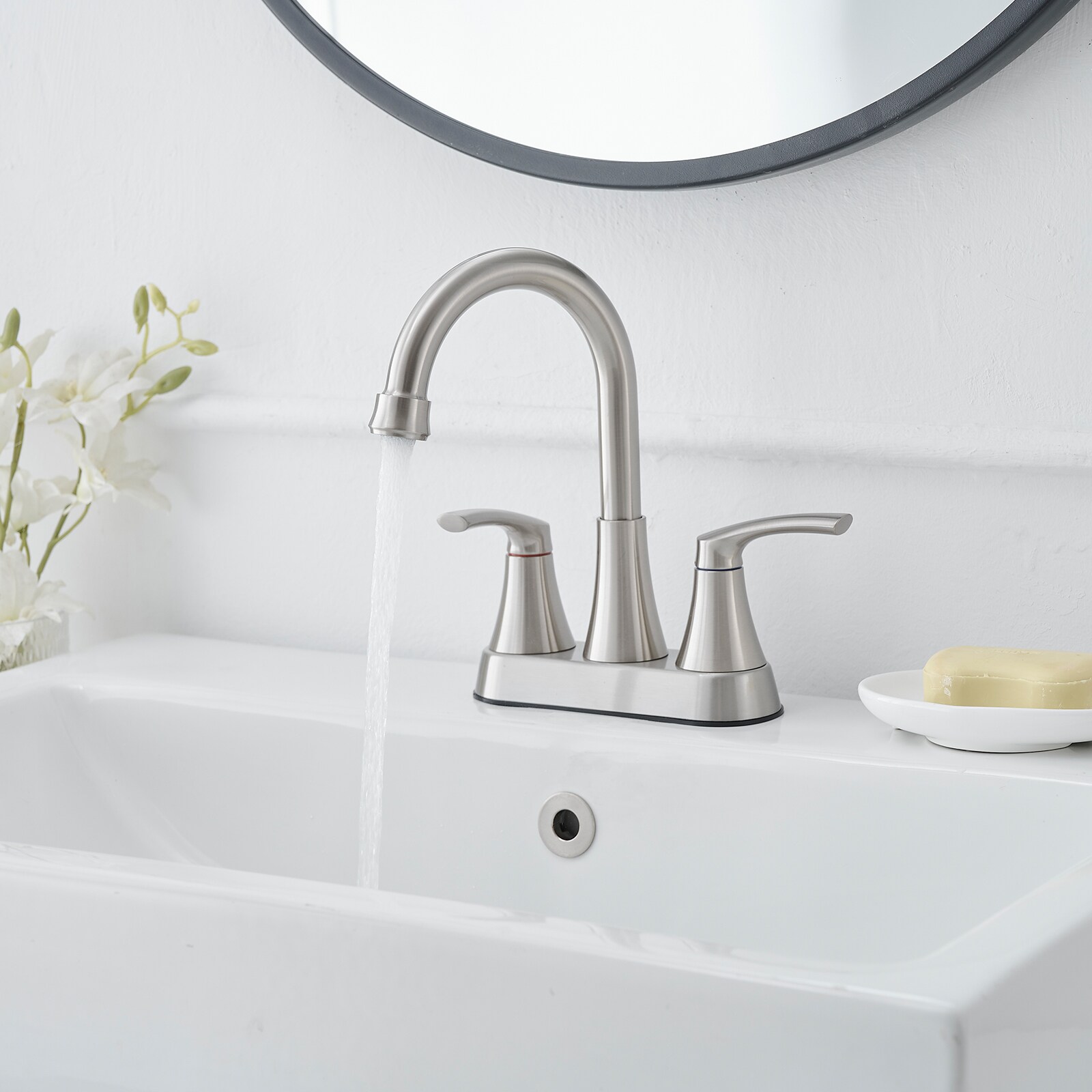 BWE Nickel Single Hole 1-Handle Bathroom Sink Faucet in the Bathroom ...