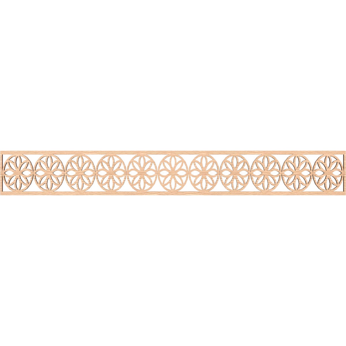 Ekena Millwork MLDA06X46BLURO Blume Fretwork Flat Trim 6-in x 3.86-ft Red Oak Brown Unfinished 2157381 Pierced Wall Panel Moulding
