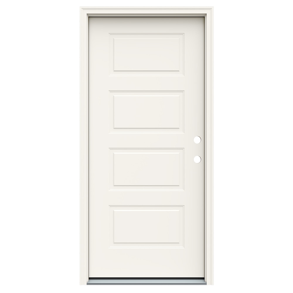 JELD-WEN JWPRO250500023 36-in x 80-in x 4-9/16-in Steel No glass Left-hand inswing Primed Prehung Front Door with Brickmould Insulating core