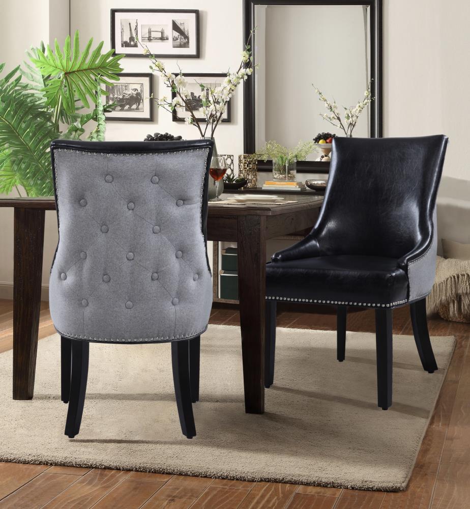 silver leather dining chairs