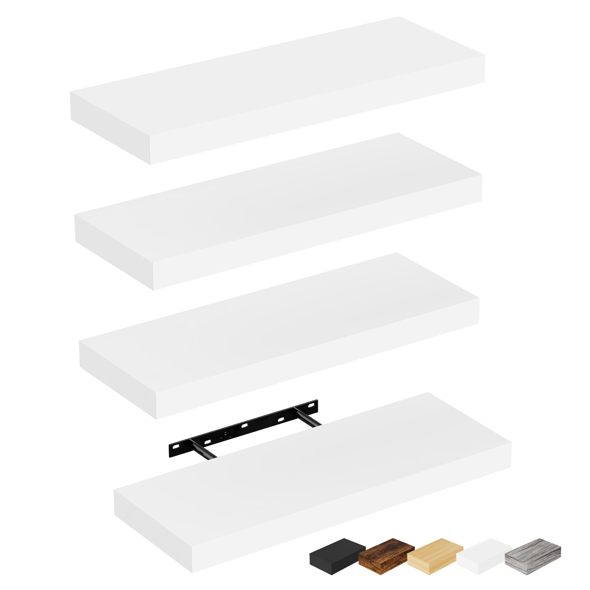 LAIFUCAM Floating Shelves for Wall White Engineered Wood Set of 4 16 Inch Wall Mounted Shelf for Kitchen Living Room Bedroom Bathroom Storage #LLA0715A057