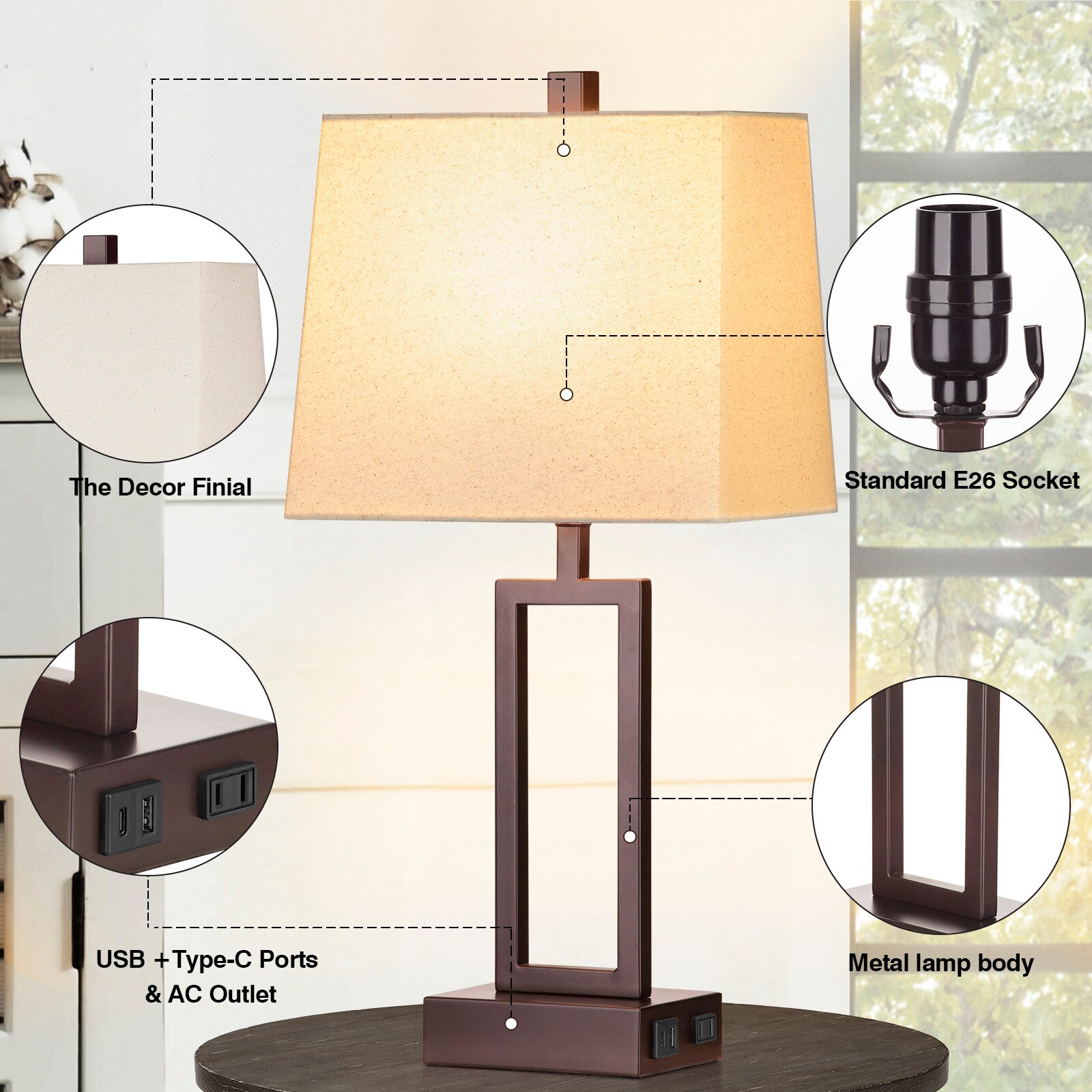 UrFurnishings TD-269 Table-Lamps - View #5