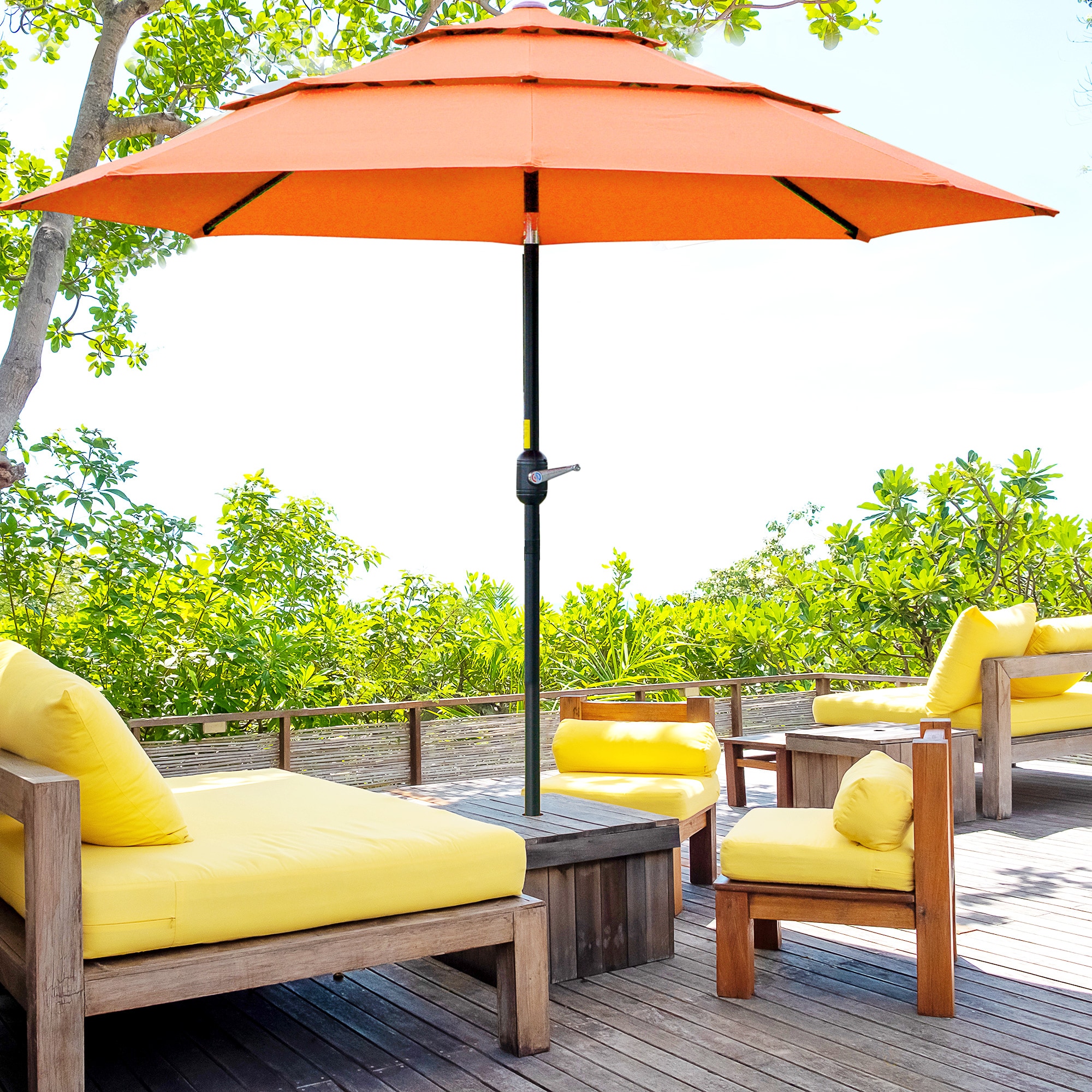 ToolCat BZ2-94-PW 9-ft Steel Orange Push-button Tilt Market Patio Umbrella
