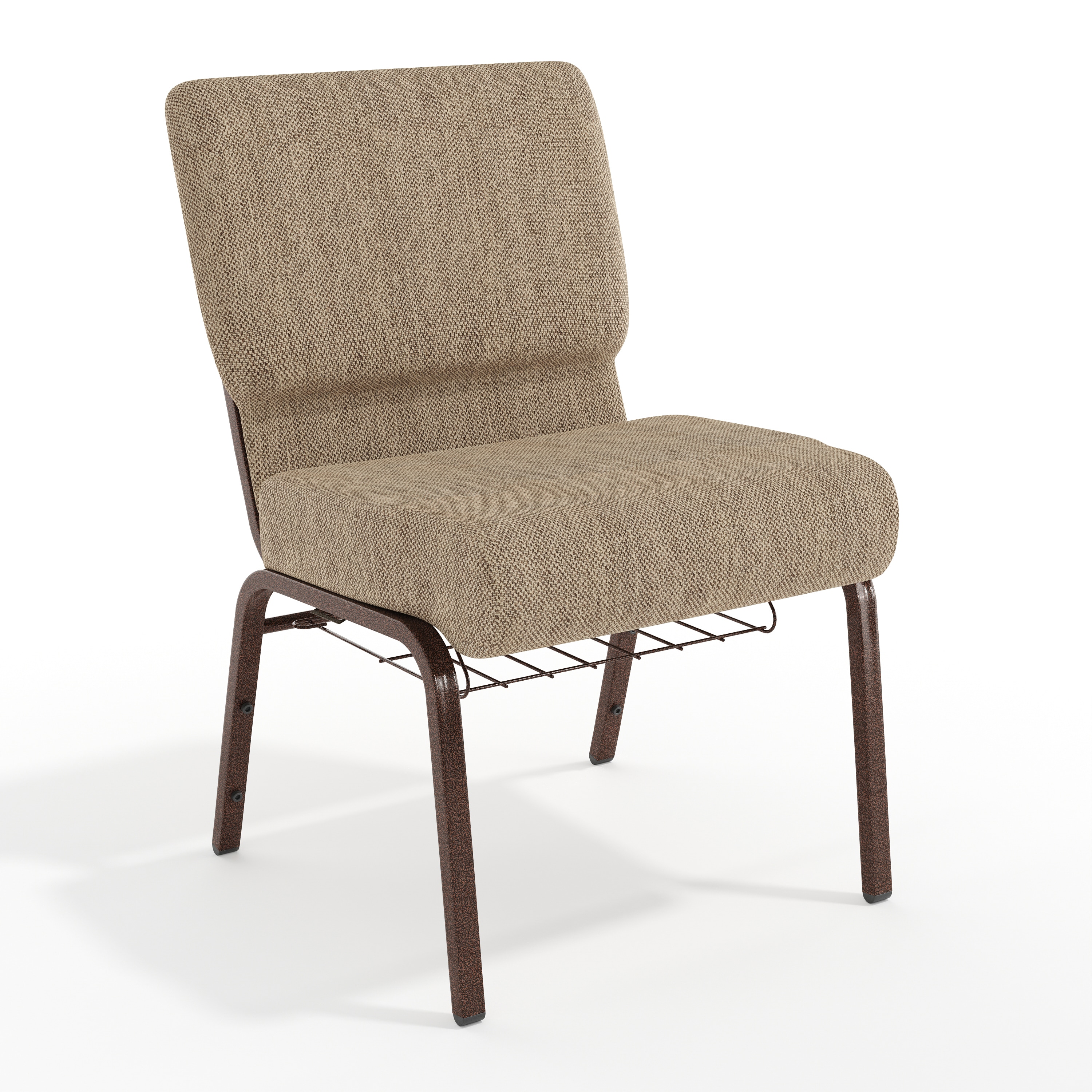 Emma + Oliver - 21-in W Church Chair; Beige Fabric Book Rack/Copper Vein Frame