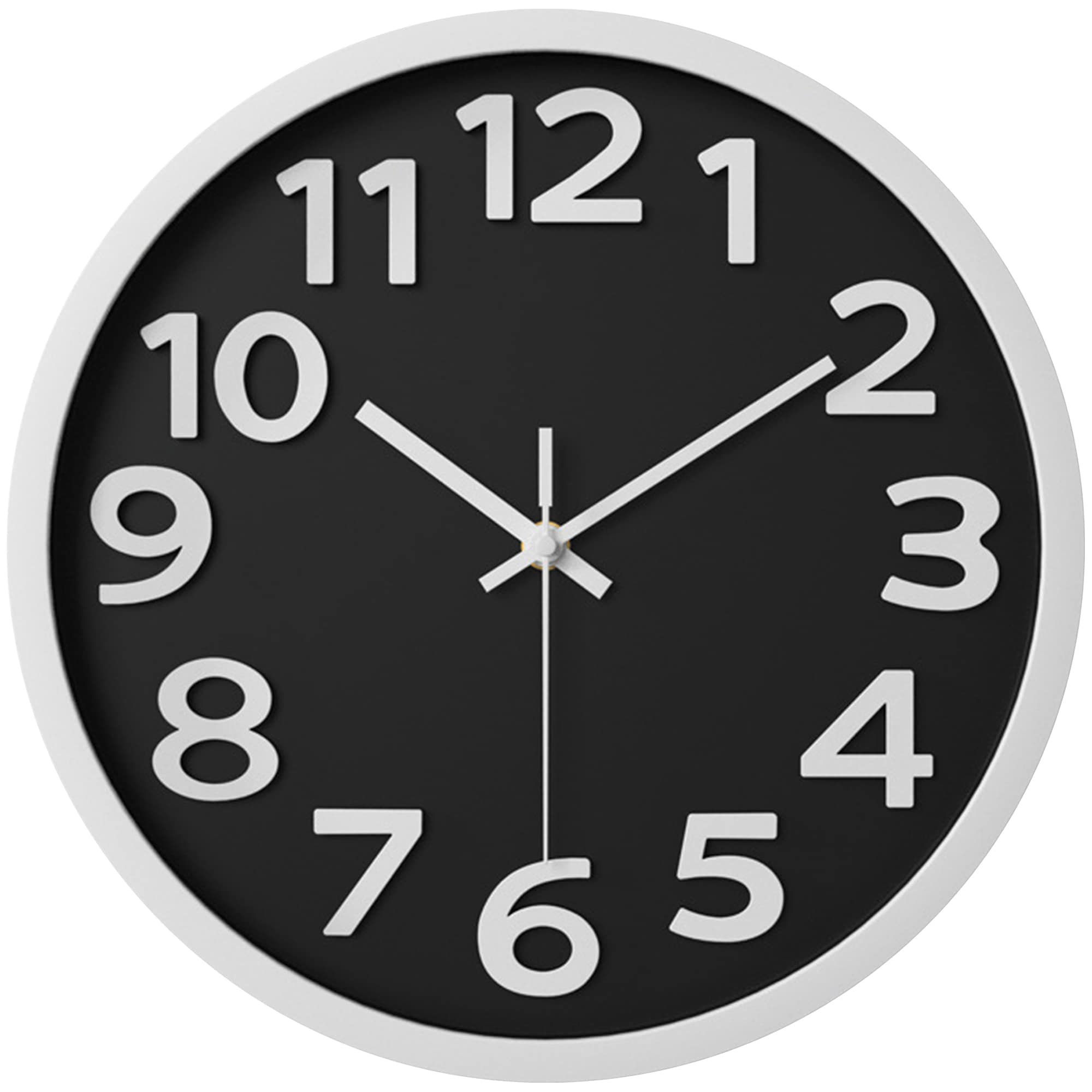 Unique Bargains Wall Clock Silent Non-Ticking Modern Clocks Battery Operated Classic Analog Decorative for Kitchen Living Room Office Bedroom Black-1 12 Inch