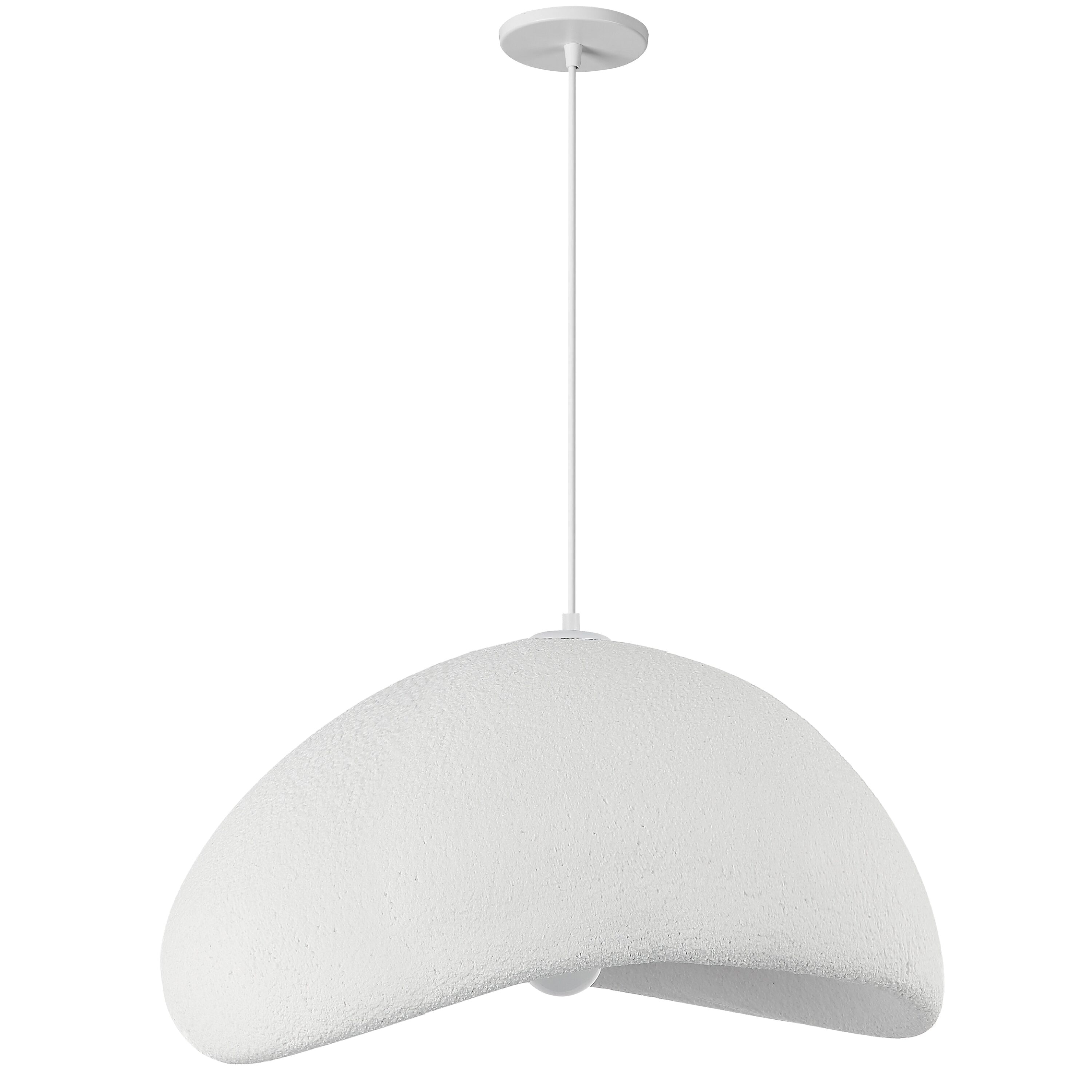 Dainolite Pilar 1 -Light White Modern/contemporary Opal glass Ceramic Geometric Medium Hanging Pendant Light