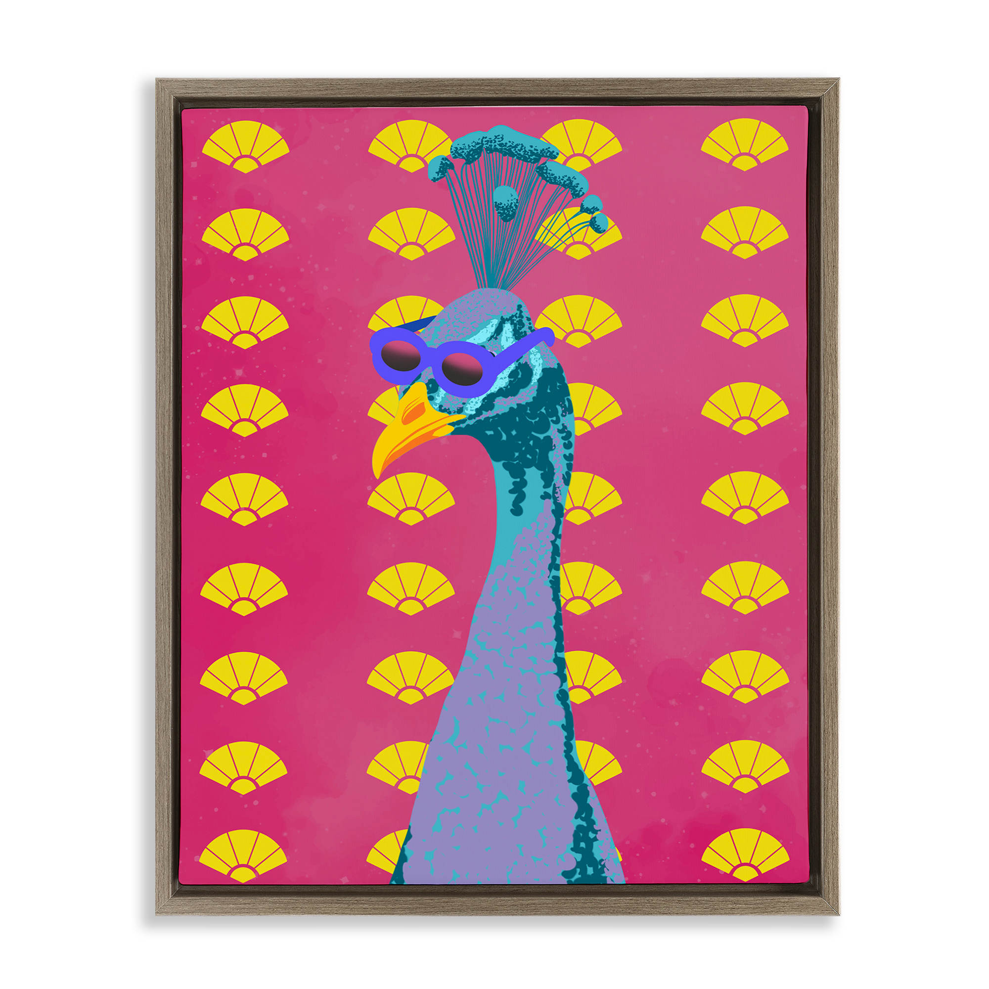 Stupell Industries BS-073-FFE-24X30 Vibrant Mod Peacock Floating Frame design by Marcus Prime
