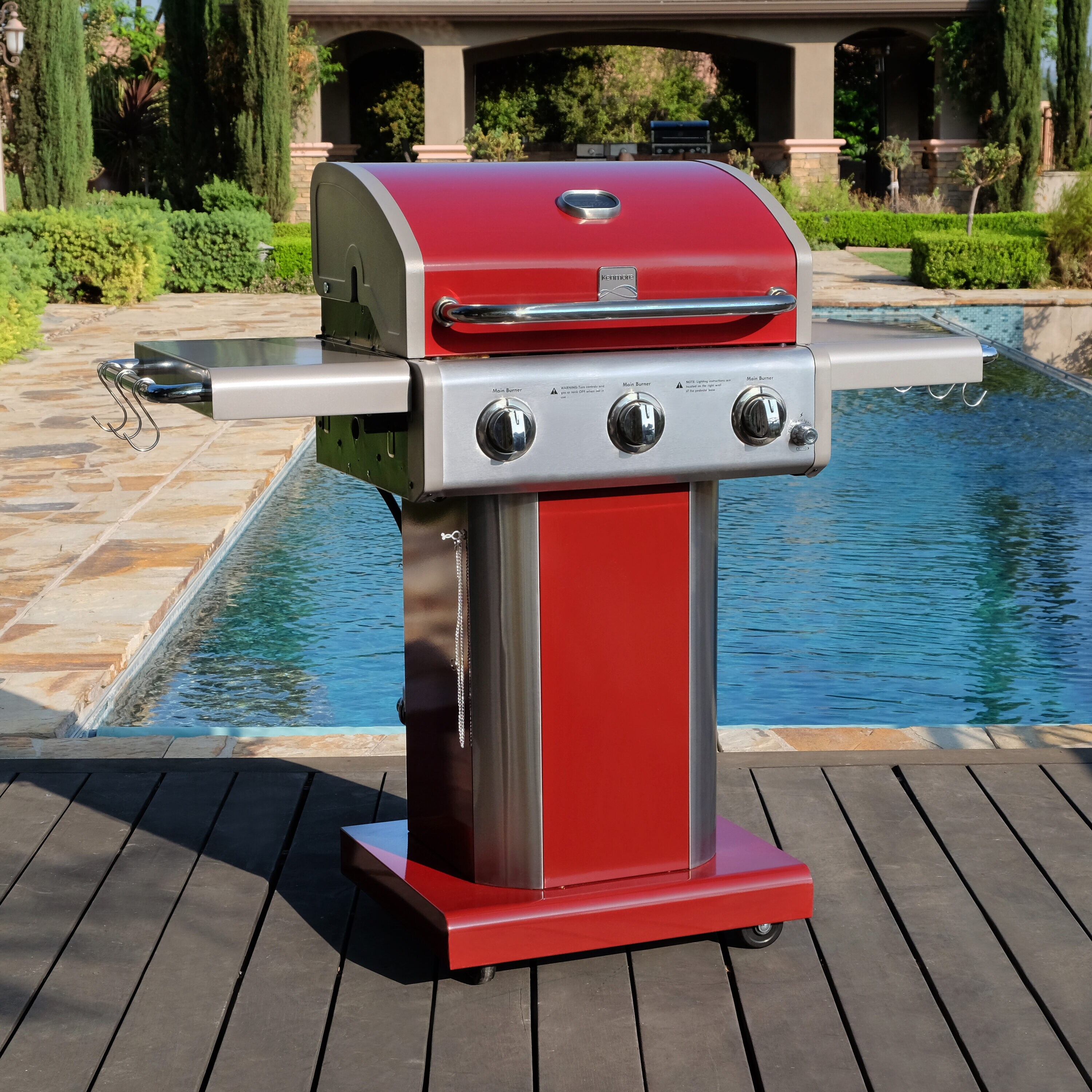 Kenmore Red 3 Burner Liquid Propane Gas Grill in the Gas Grills department at Lowes