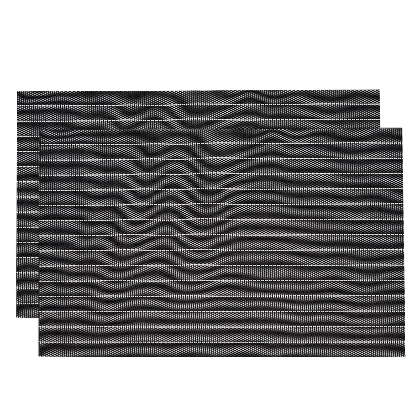 Unique Bargains Place Mats 450x300mm Table Mats 2pcs Set PVC Washable Woven Placemat Black #S25120400UX2384