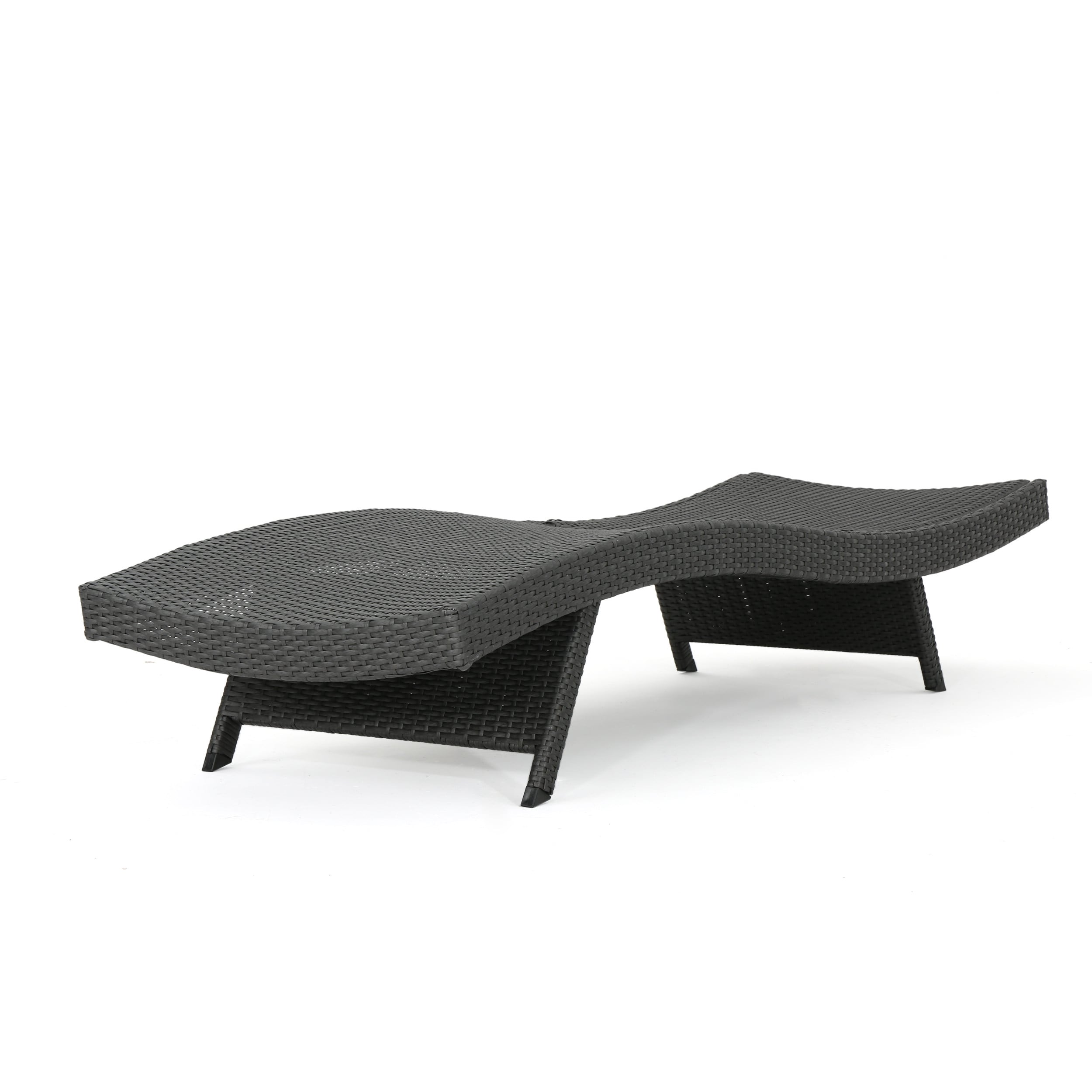 Gray Wicker Adjustable Outdoor Chaise Lounge with Iron Frame