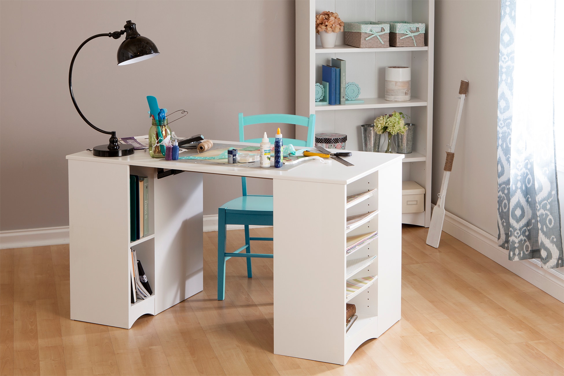 Pure White Adjustable 4-Shelf Wooden Bookcase