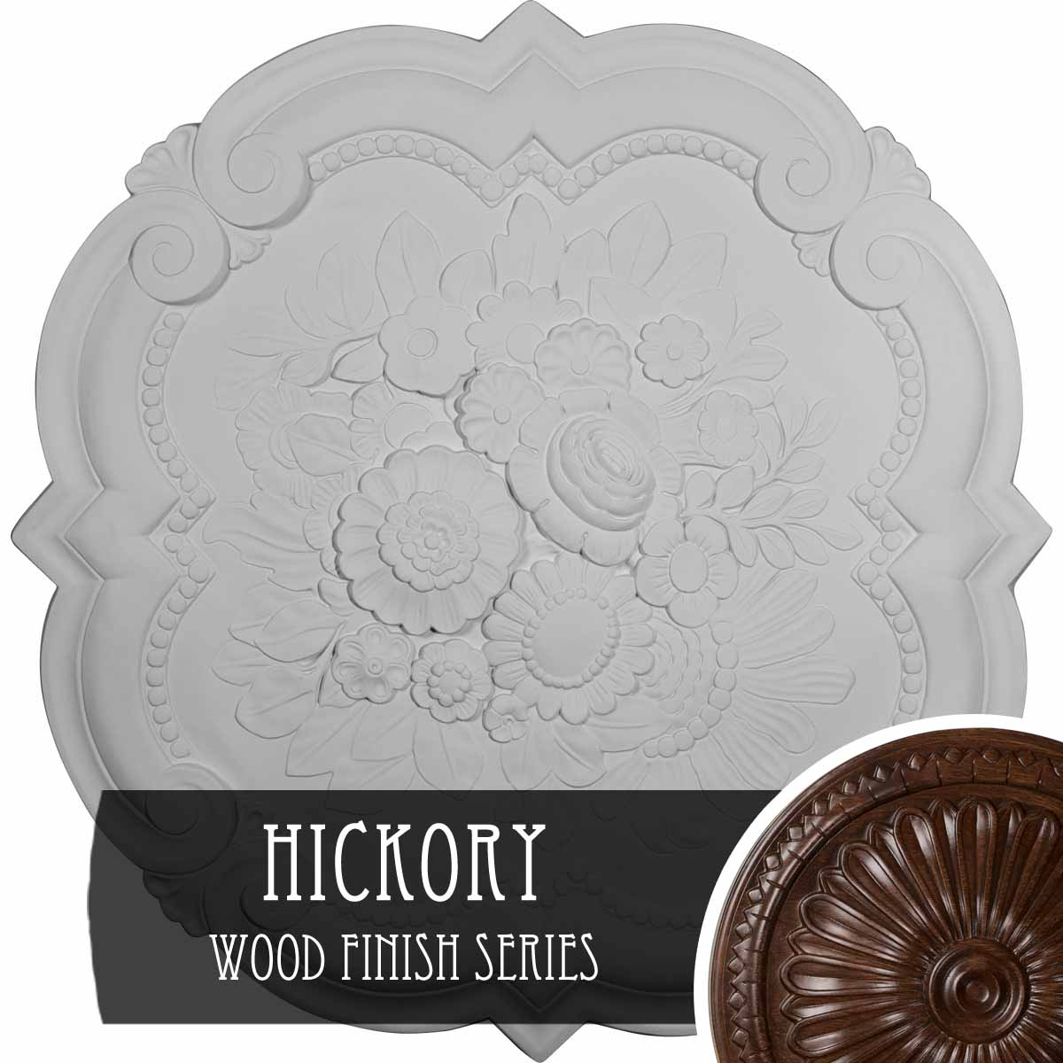 Ekena Millwork CM24VIHIS Victorian 24.38-in W x 24.38-in L Hickory Polyurethane Ceiling Medallion