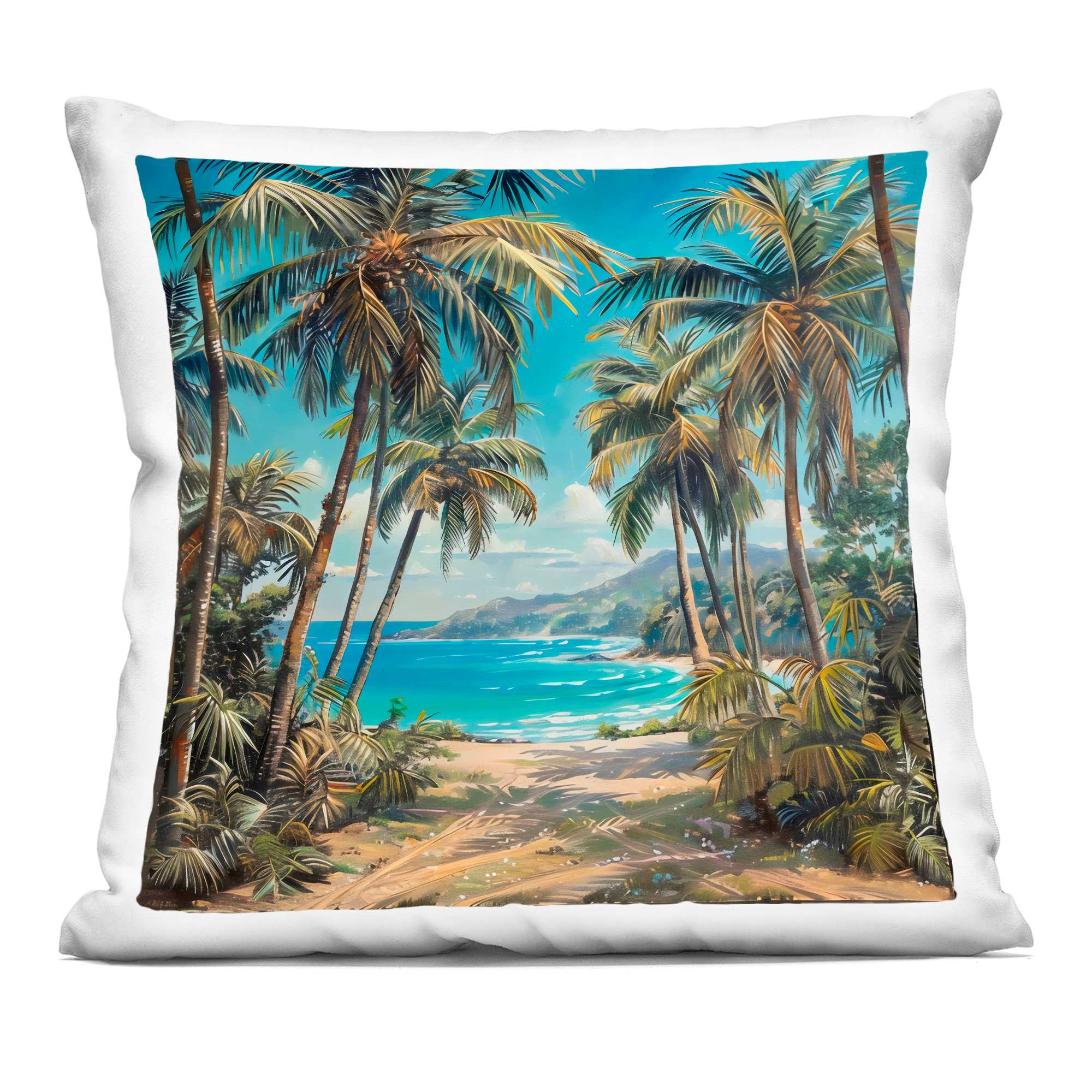 Stupell Industries PLQ-818-SQW-18X18 Beach Pathway Palm Reflections Decorative Printed Throw Pillow design by Creative Studio 18 x 7 x 18