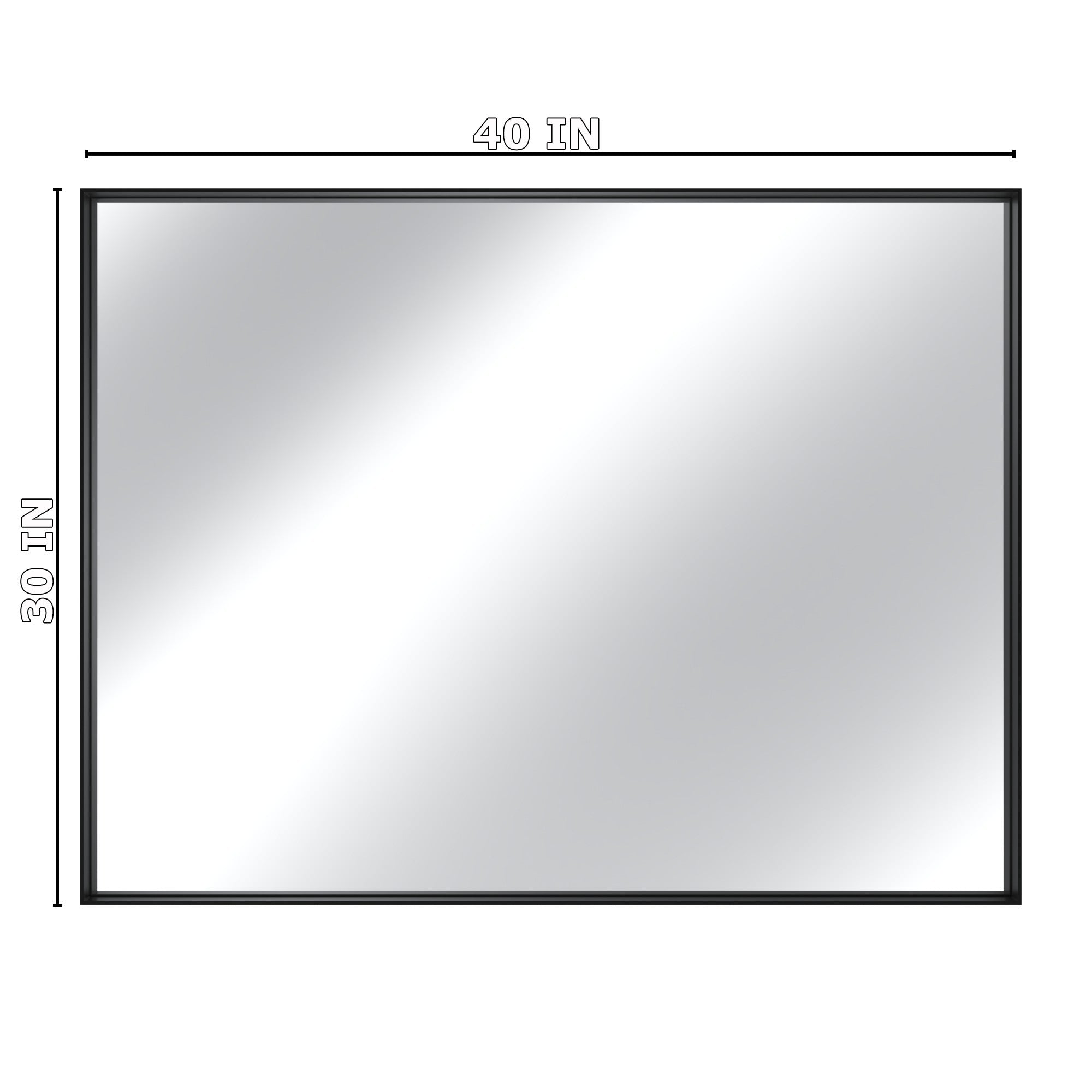 Boyel Living BLC-RA10076-B Matte Black Aluminum Alloy Frame Bathroom Mirror Without Lighting HorizontalVertical Use 40-in x 30-in