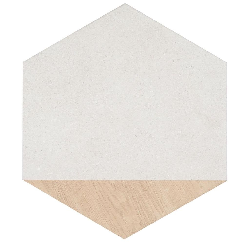 Artmore Tile EXT3RD106097 Sample - Bower Hex Wood White 6-in x 8-in Matte Porcelain Patterned Floor and Wall Tile