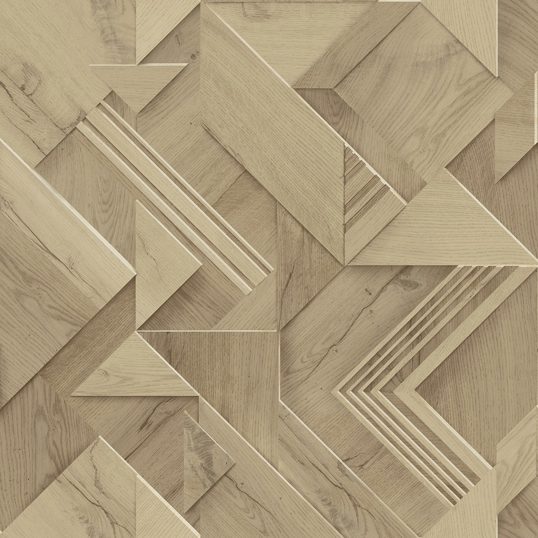 Cassian Light Brown Geometric Wood Wallpaper Roll