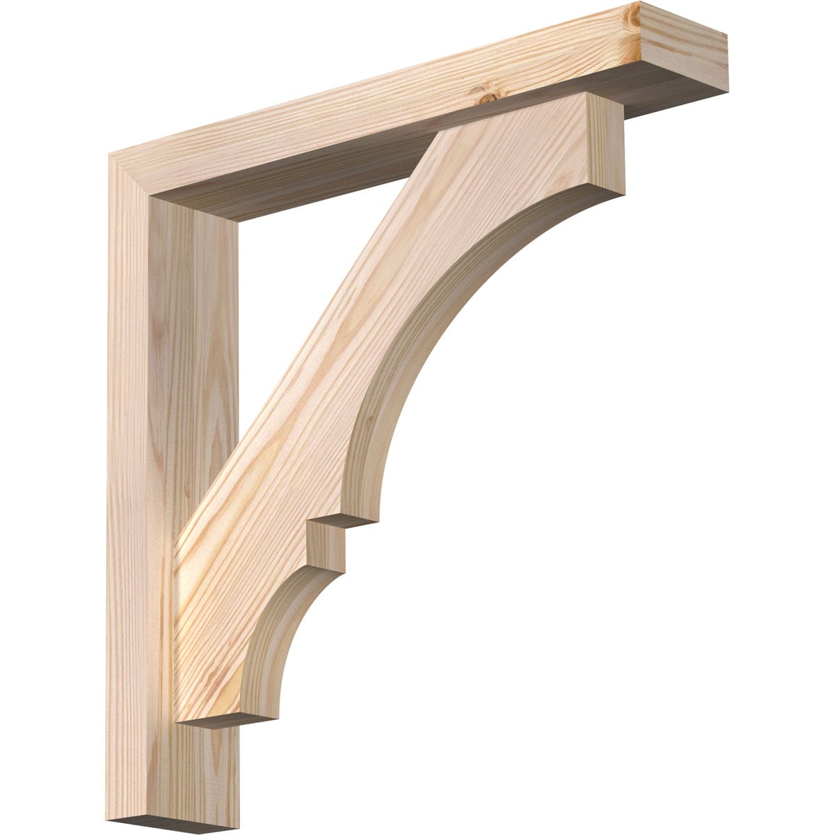 Ekena Millwork 1462112 Balboa Block Smooth Bracket with Offset Brace 3-1/2-in x 18-in x 18-in Douglas fir Brown Wood Standard bracket