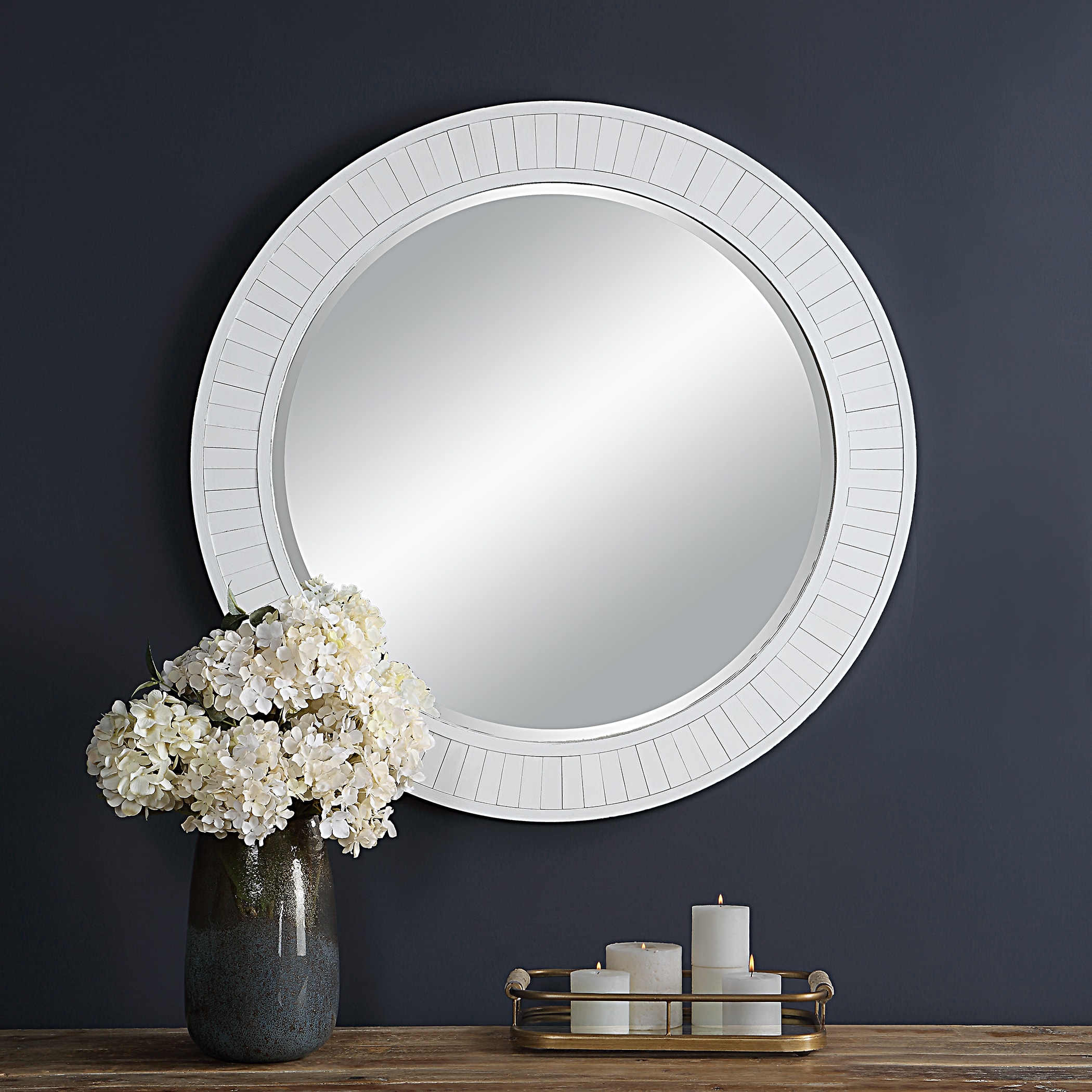 Global Direct 34-in W x 34-in H Round White with Light Distressing ...