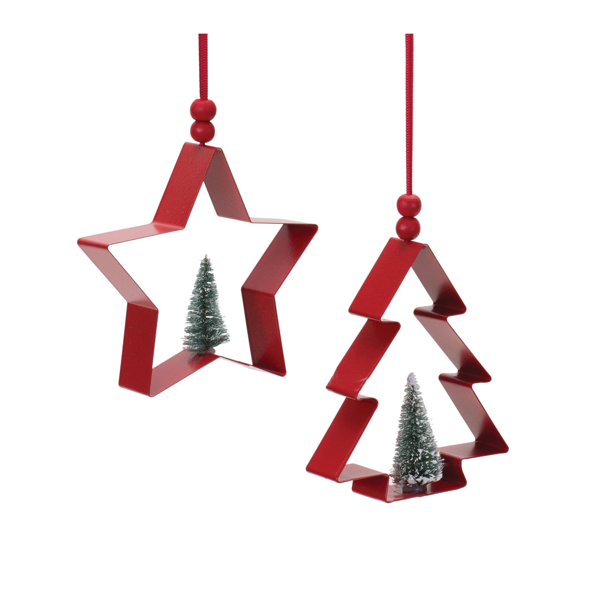 Melrose International 86766DS Star and Tree Cookie Cutter Ornament (2 Asst) 4H 4.75H Metal