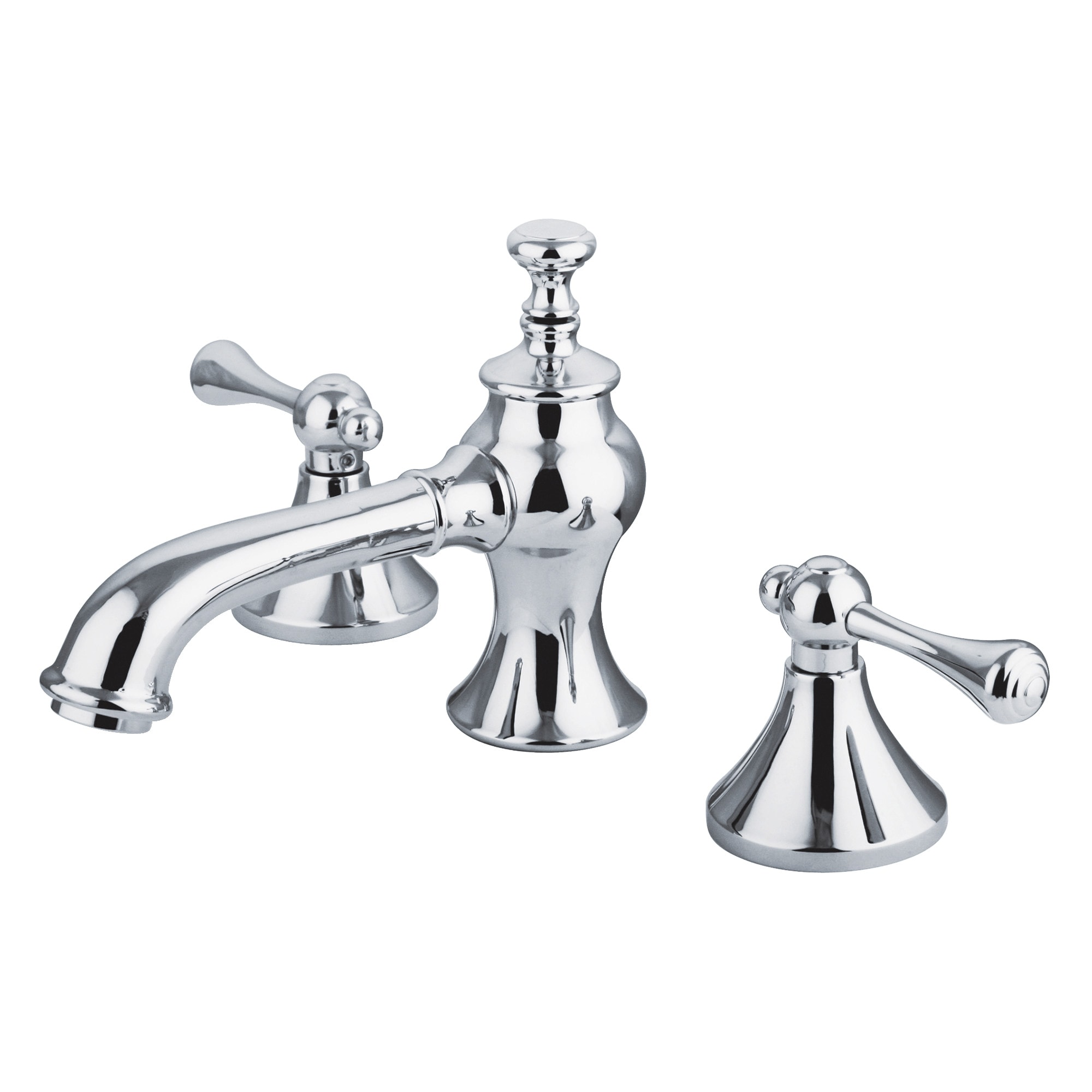 Kingston Brass WLKC7061BL English Country Polished chrome Widespread 2-handle Low-arc Residential Handle Bathroom Sink Faucet with Drain