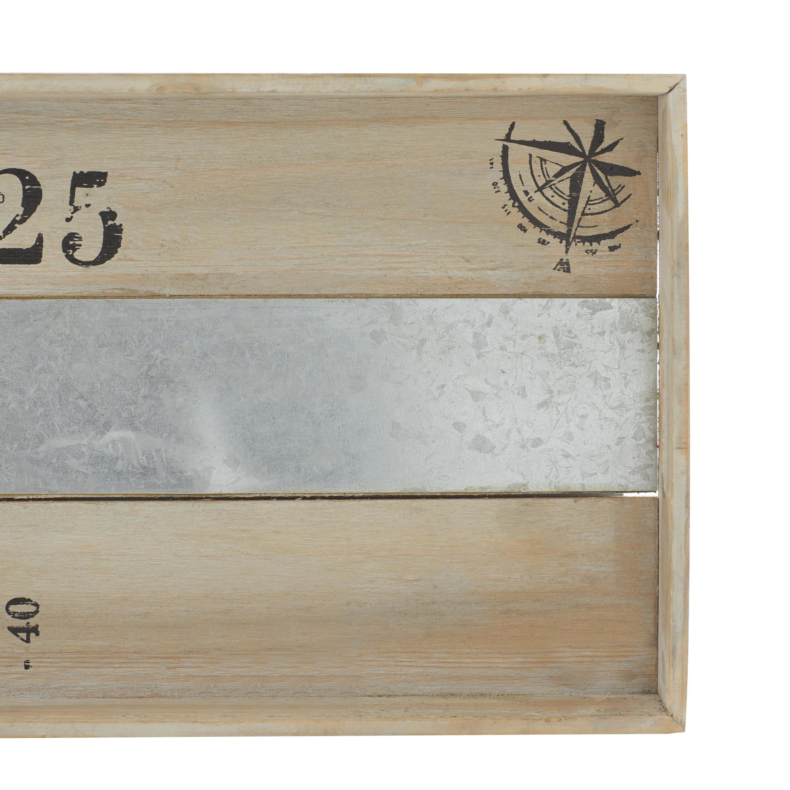 Nautical Brown Fir and Metal Decorative Tray Set