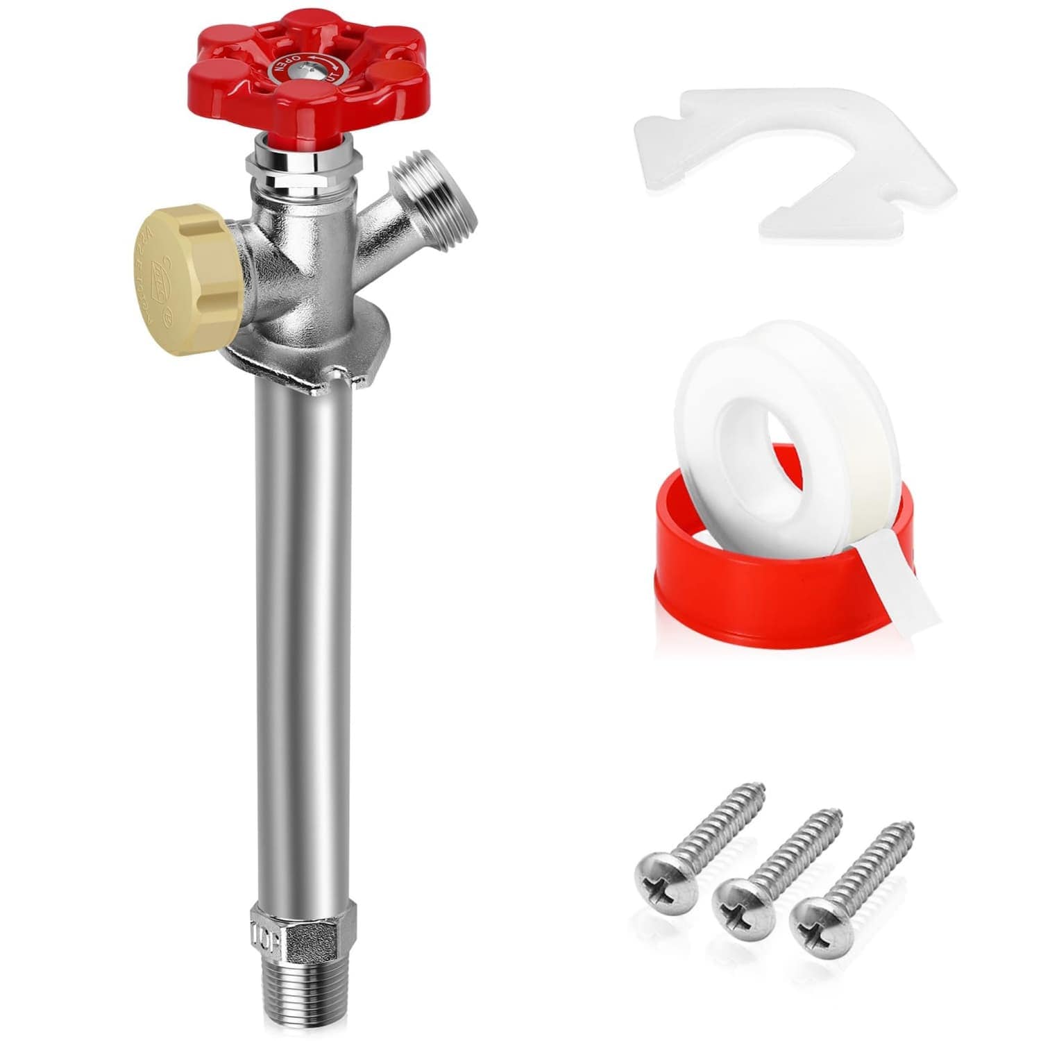 Angel Sar 6in Anti-Siphon Chrome Frost Free Sillcock Valve with Lead-Free Brass for Outdoor Water Faucet