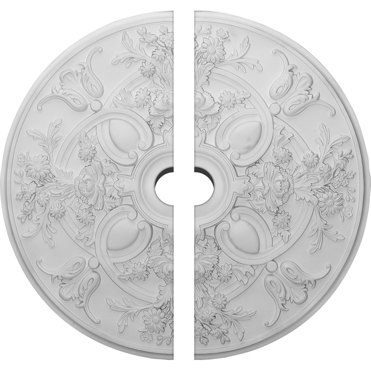 Ekena Millwork CM31BA2-03500 Baile 31.25-in W x 31.25-in L Architectural White Polyurethane Split Ceiling Medallion