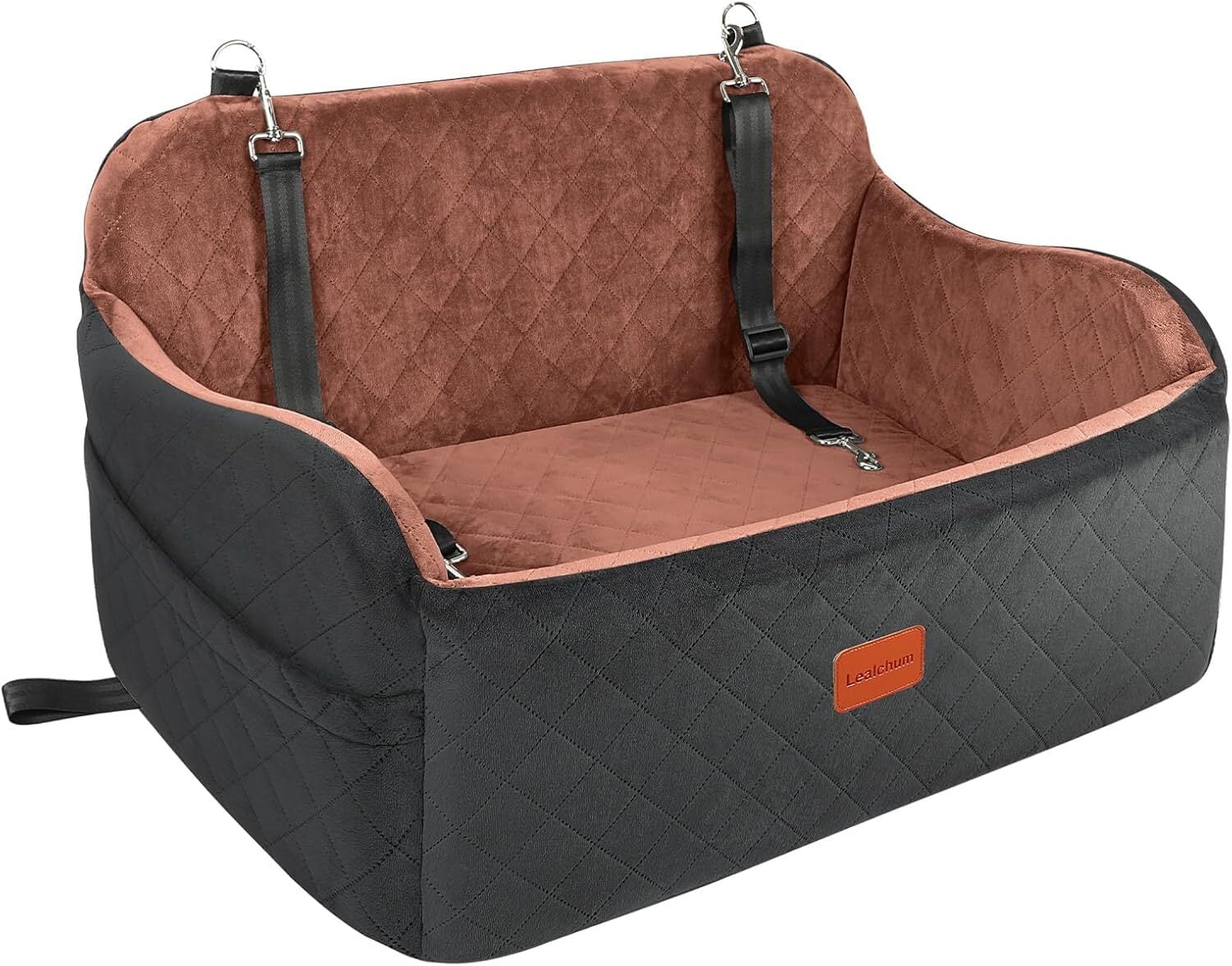 LOVMOR SF-R-CDS-BBN Dog Car Seat for Medium or Large Dogs 2 Clip-On Safety Leashs