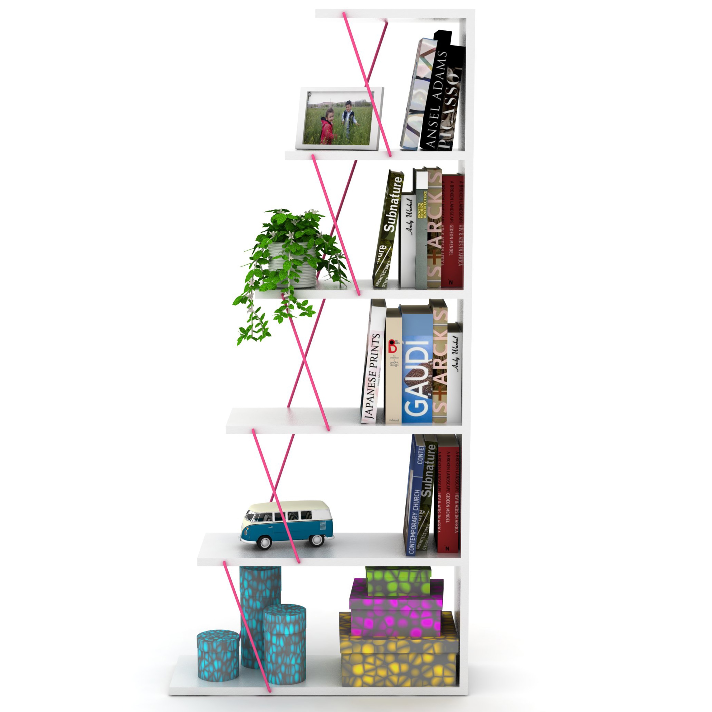 ToolCat NGG30-42-DSG Pink Metal 5 -Shelf Ladder Bookcase ( 25-in W x 57-in H x 7-in D ) Finished