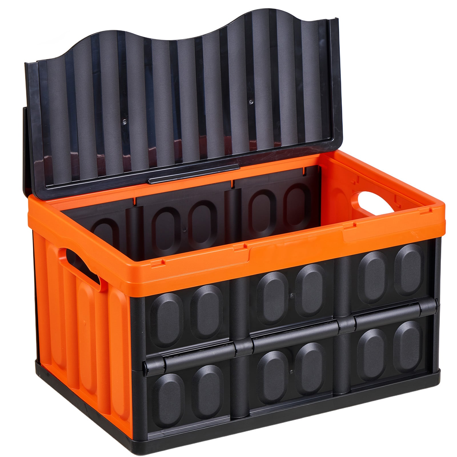 GIVIMO Collapsible Storage Bins 3-Pack 45-L Stackable Folding Crates with Lids Handles 44-lb per Bin Capacity and 2.8-in Folded Height in PP