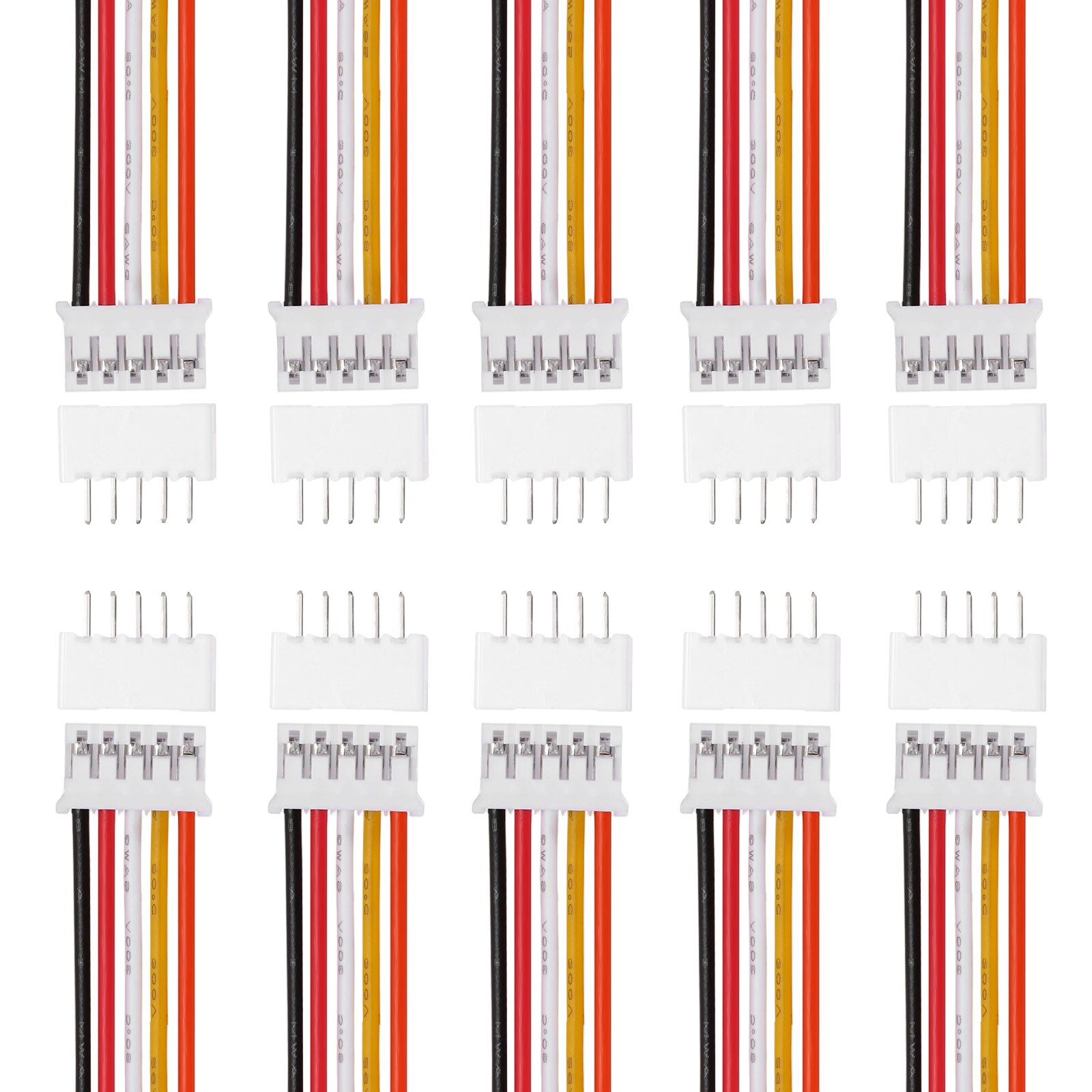 Unique Bargains 10pcs PH 2.0mm 5 Pin Single Head Male Connector Plug ...