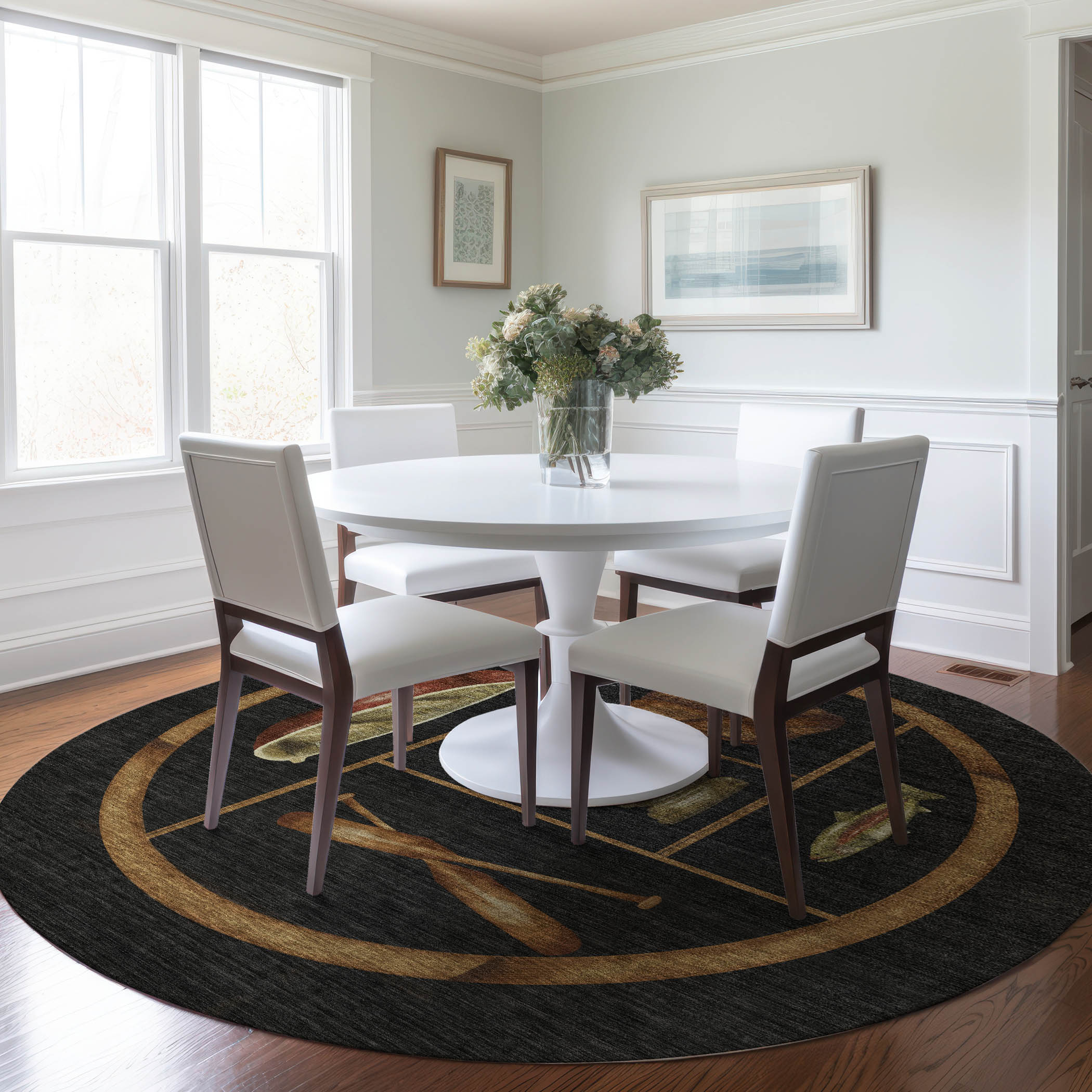 Addison Rugs AMF144MI8RO Mayfield AMF144MI 8 x 8 (ft) Loomed Polyester Midnight Round Indoor Geometric Machine washable Area rug