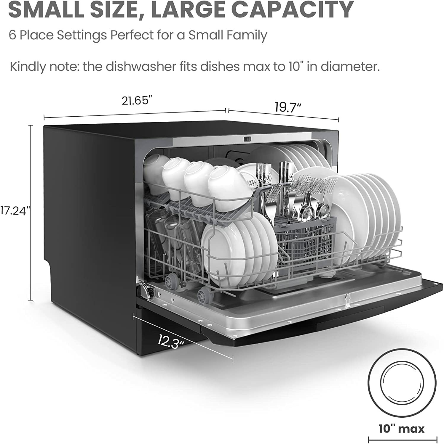 Comfee 21.6-in Portable Countertop Dishwasher (Black) ENERGY STAR, 49-dBA  in the Portable Dishwashers department at