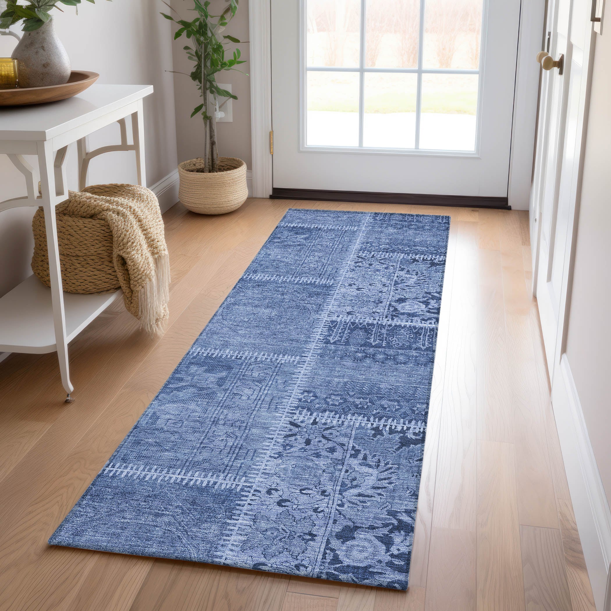 Addison Rugs ACN635NA2X8 Chantille ACN635NA 2 x 7 (ft) Polyester Navy Rectangular Indoor/Outdoor Geometric Machine washable Runner rug