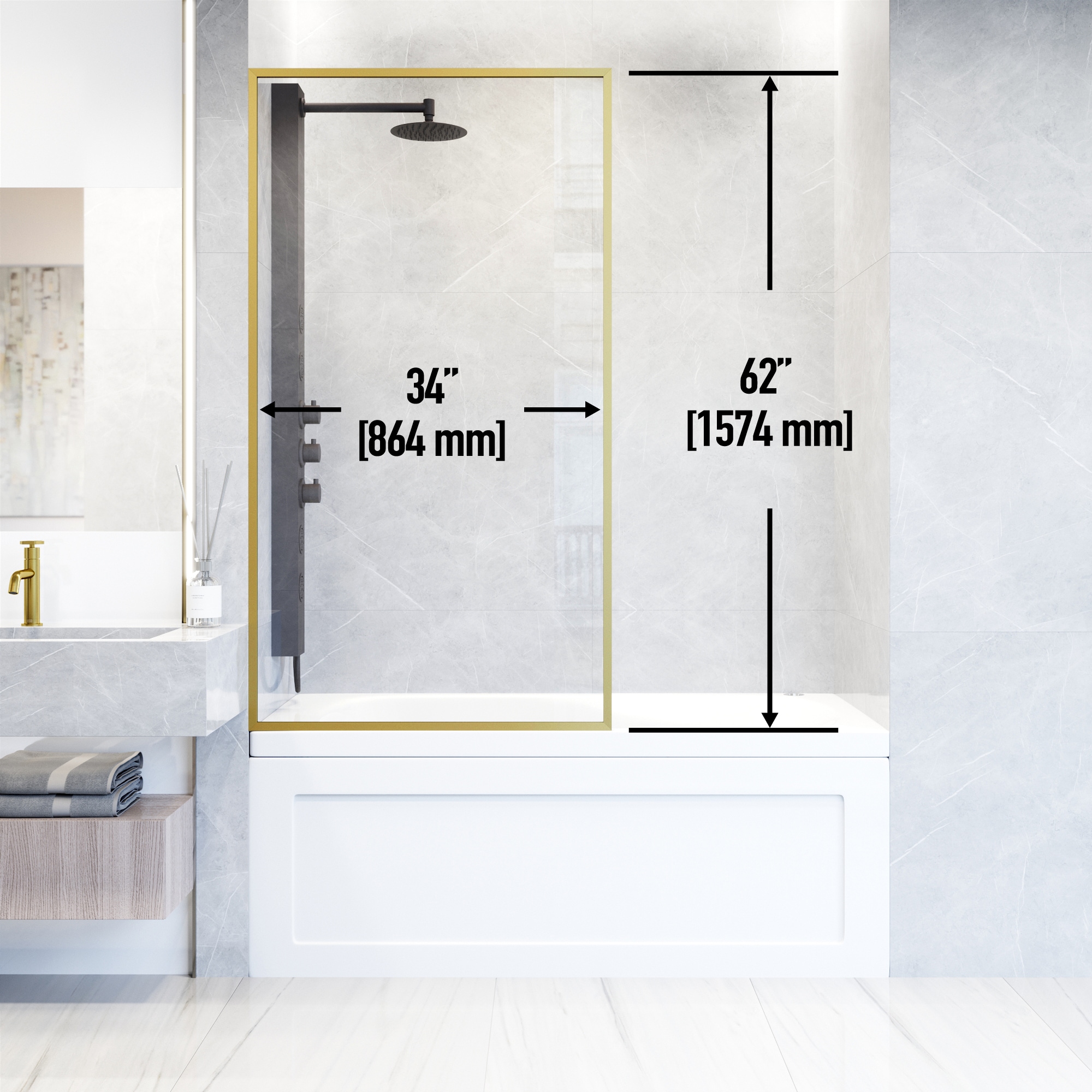 VIGO VG6077MGCL3462 Bathtub-Doors - View #3
