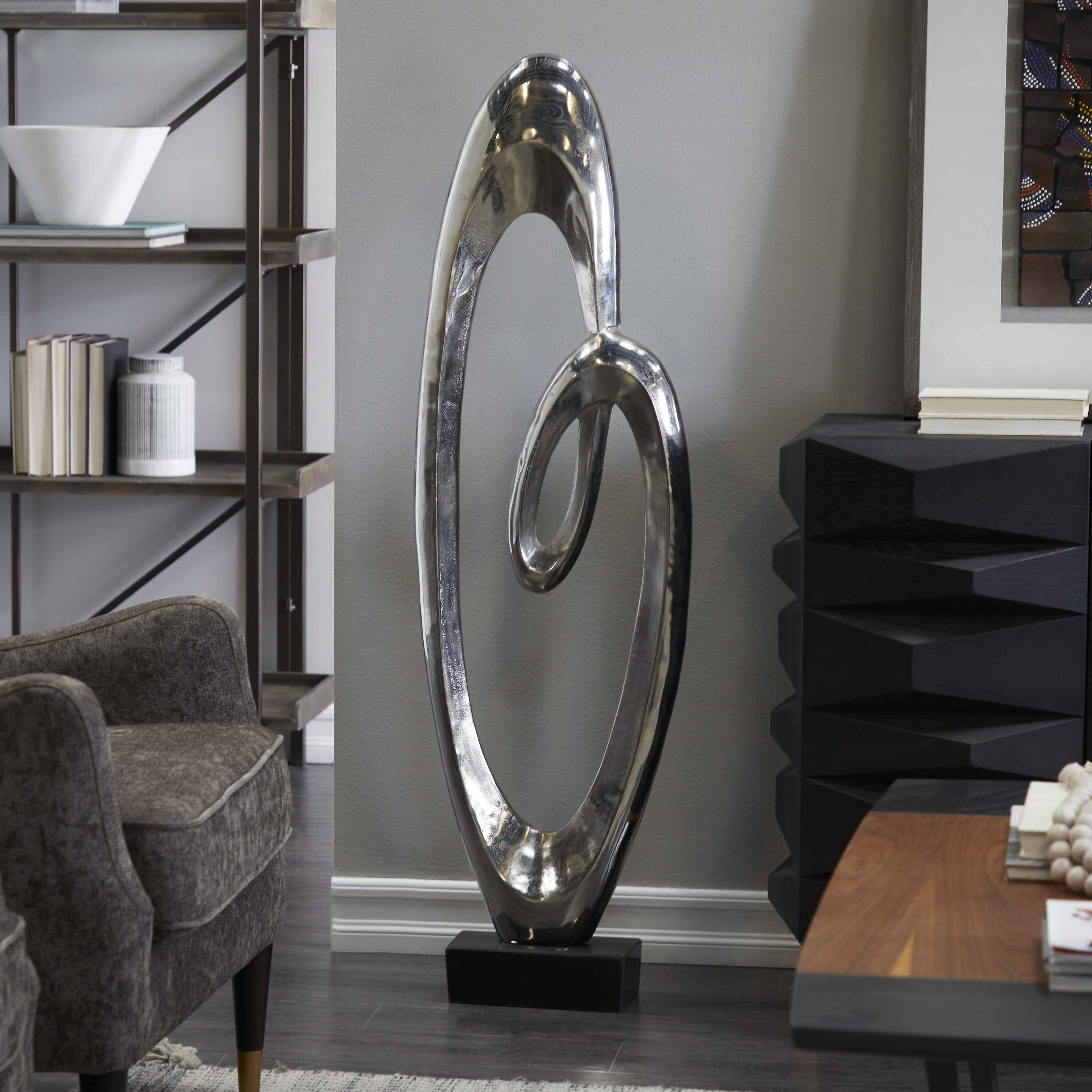 Grayson Lane 29978 Silver Aluminum Modern Sculpture