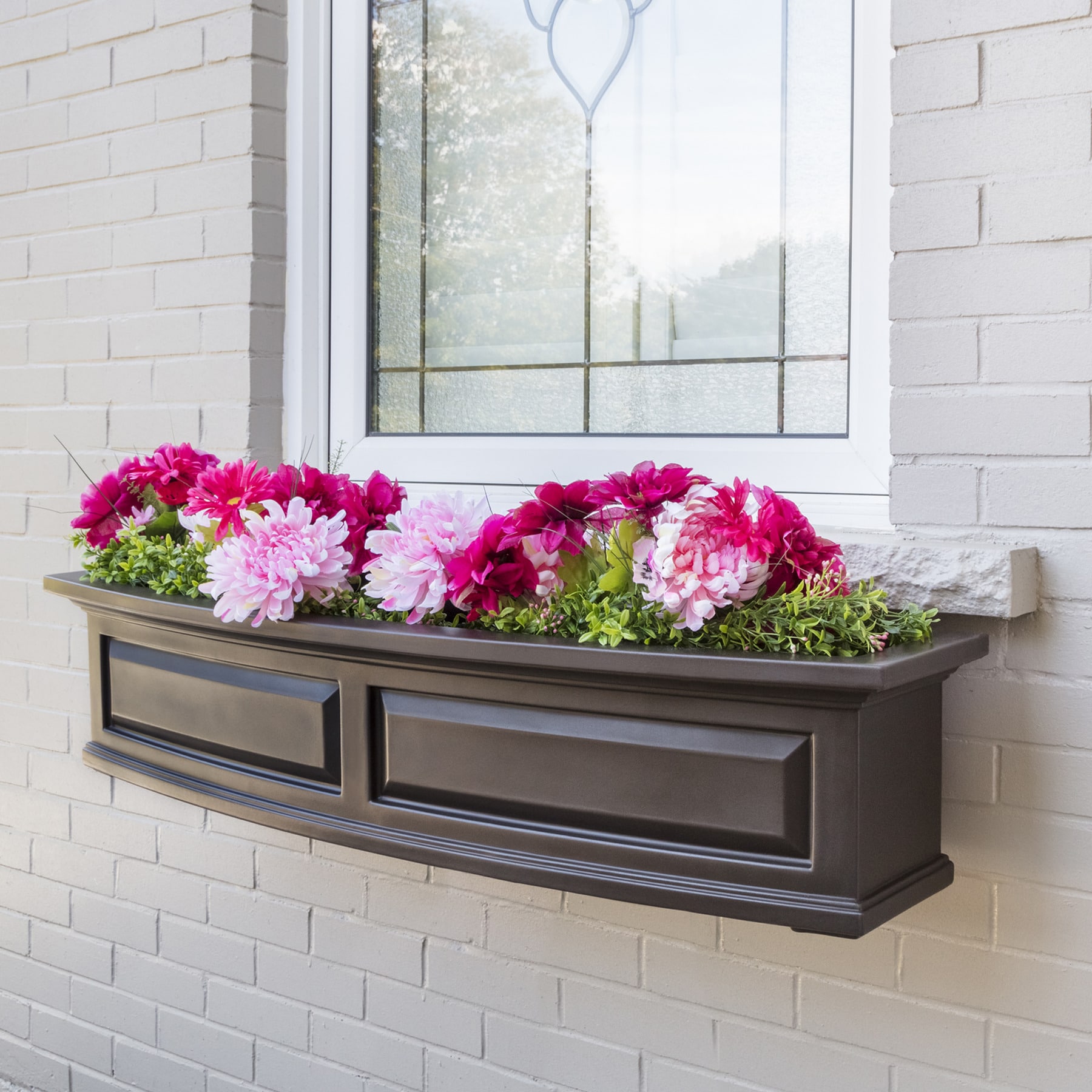 Espresso Polyethylene Self-Watering 4ft Nantucket Window Box