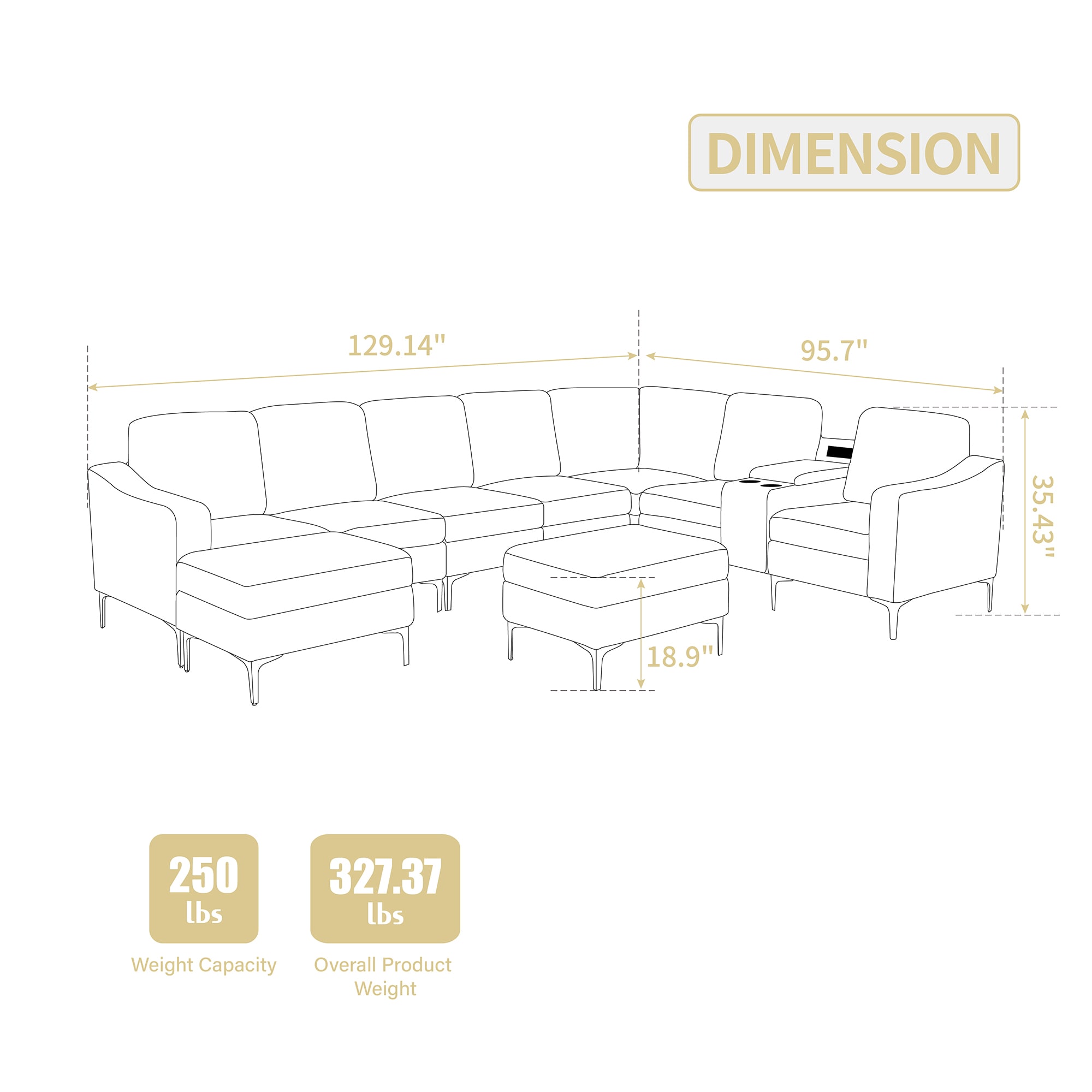SINOFURN SYA020364LG Sofas-Loveseats - View #3