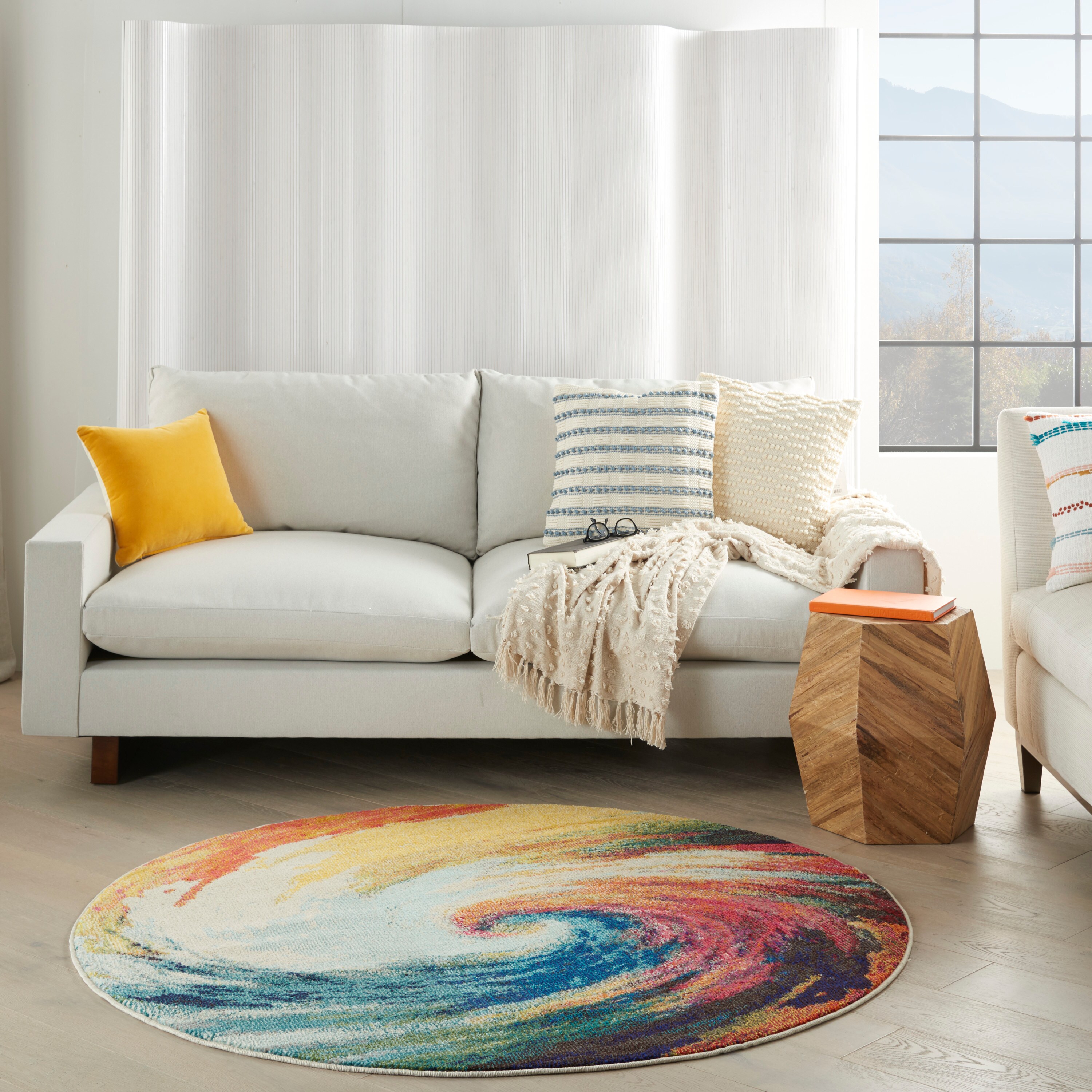 Home Dynamix Splash Adja Abstract Rainbow Swirl Area Rug - Bed