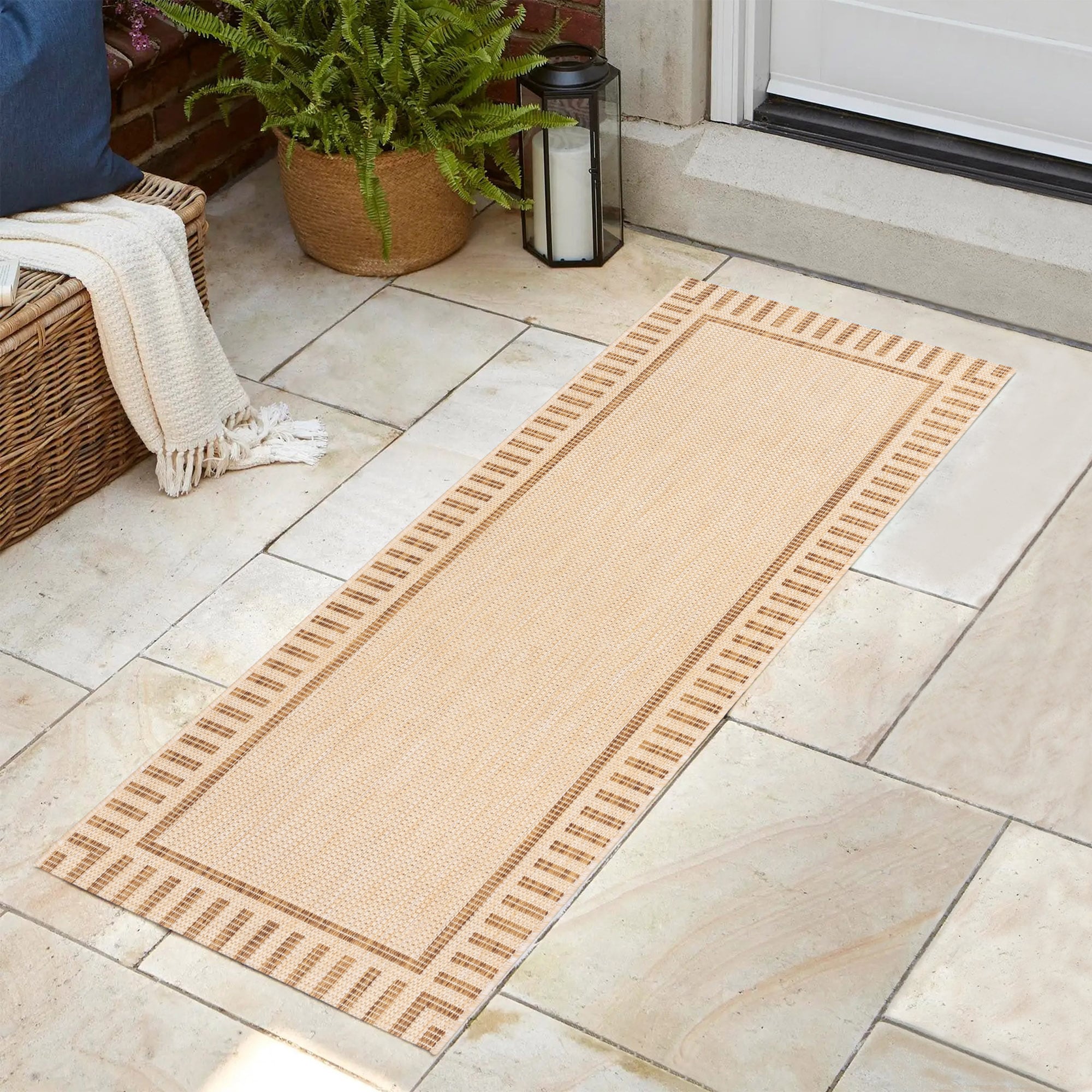 GERTMENIAN 28003 2 x 6 (ft) Polypropylene Sand/Chestnut Rectangular Indoor/Outdoor Stripe Runner rug