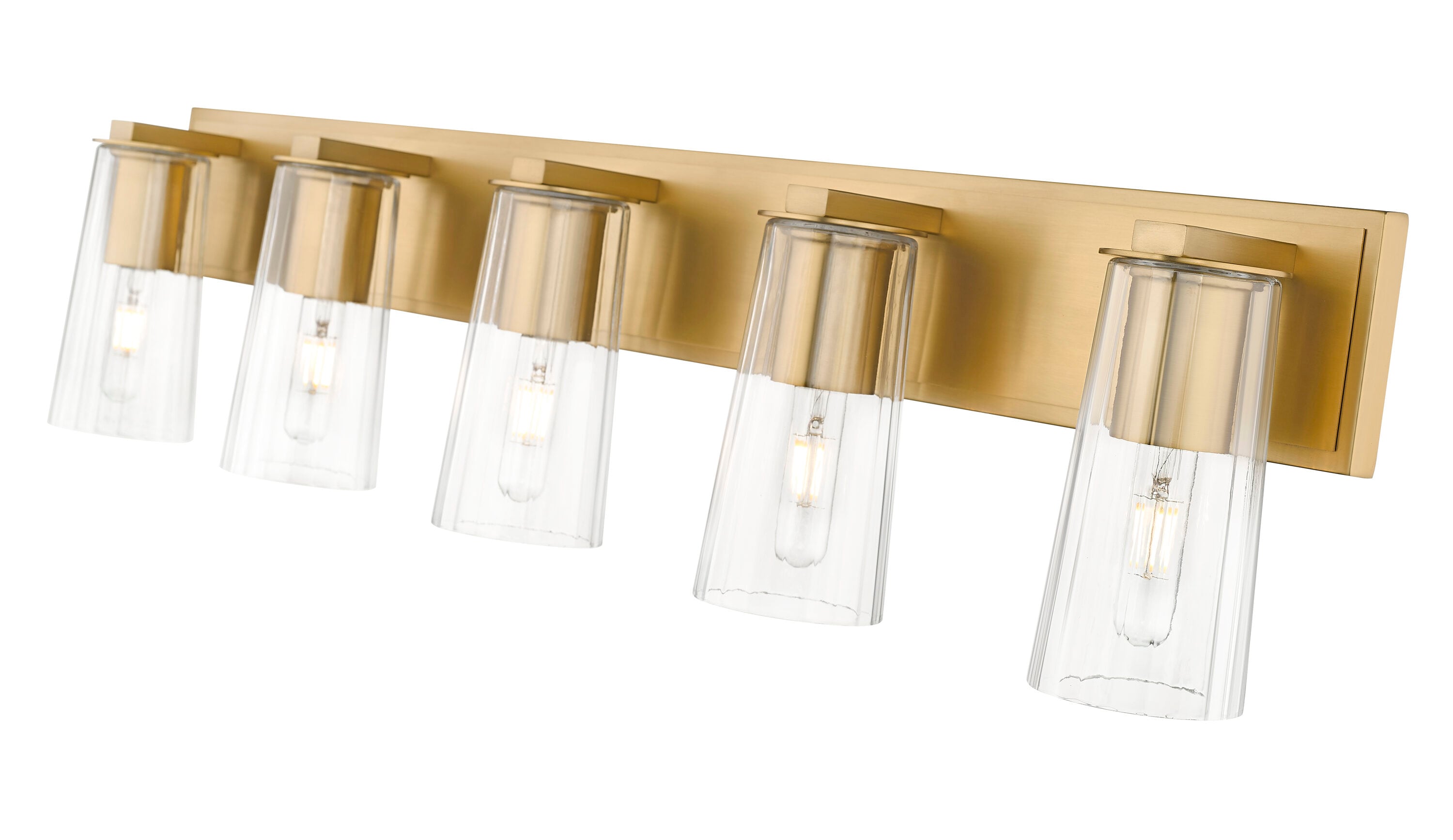 Modern Gold 5-Light Dimmable Cylinder Vanity Fixture