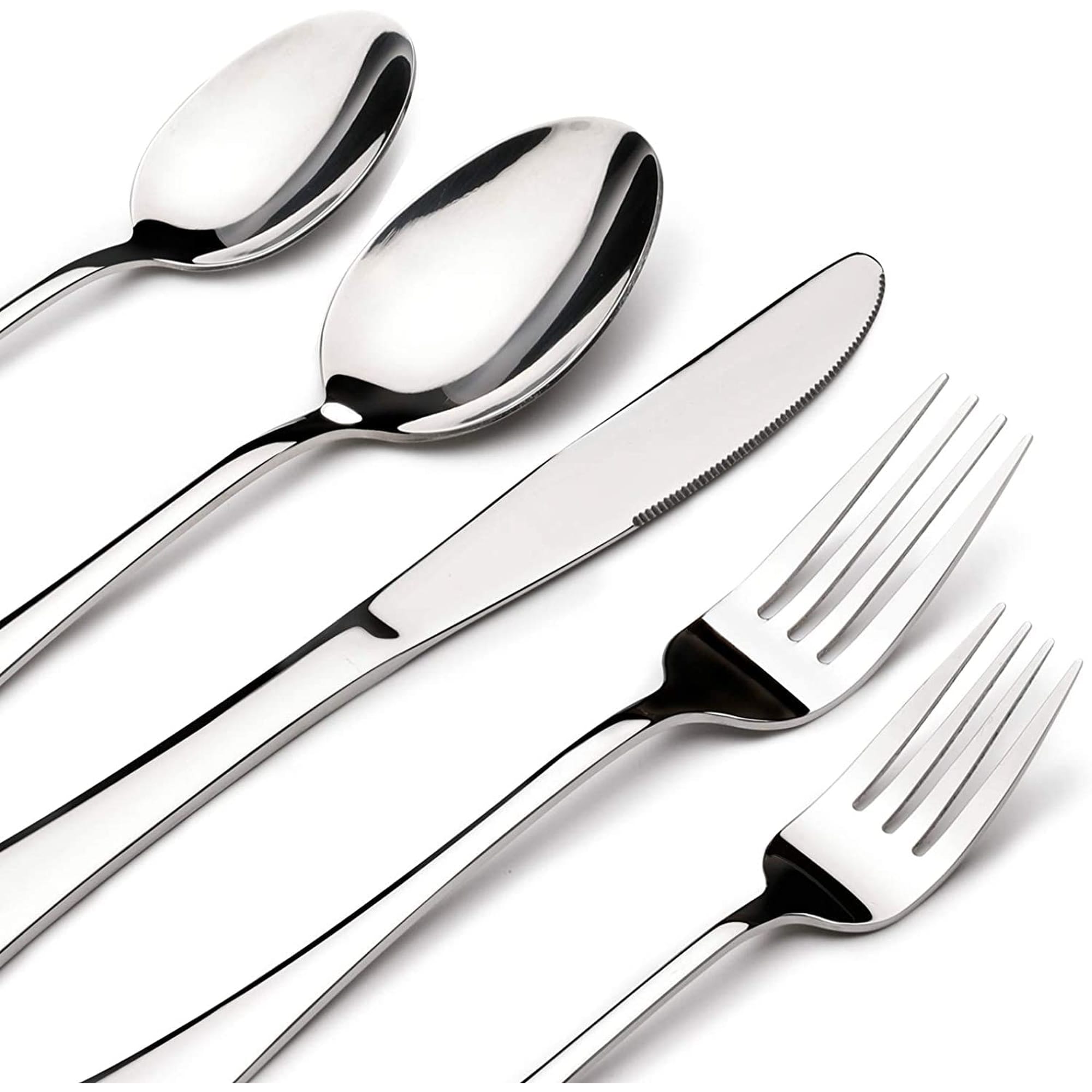 Angel Sar 60 Pcs Stainless Steel Flatware Utensil Cutlery Set with Steak Knife Fork Spoon Dishwasher Safe Gift for Wedding Housewarming
