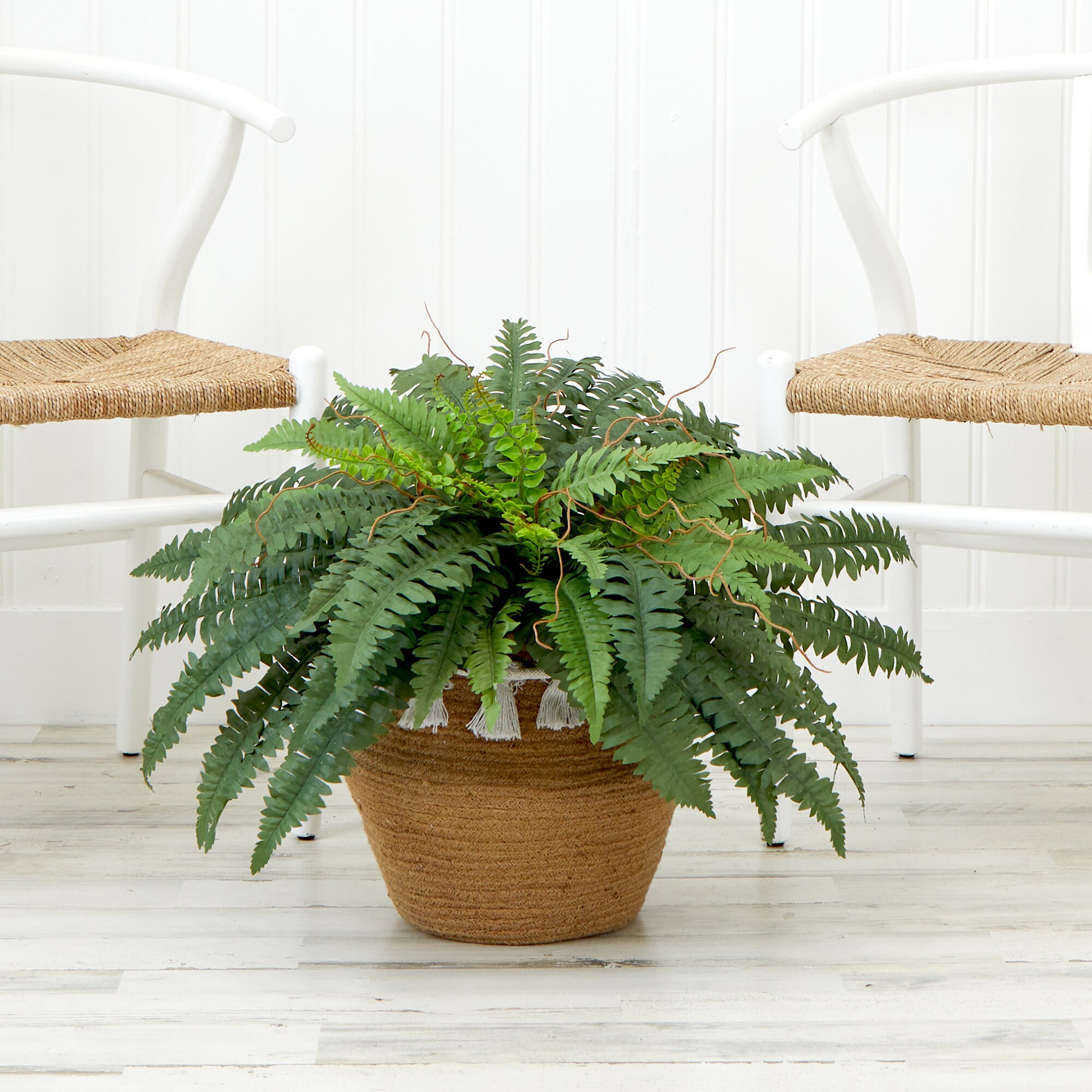 Nearly Natural 20-in Green Indoor Boston Fern Artificial Plant T4485 at ...