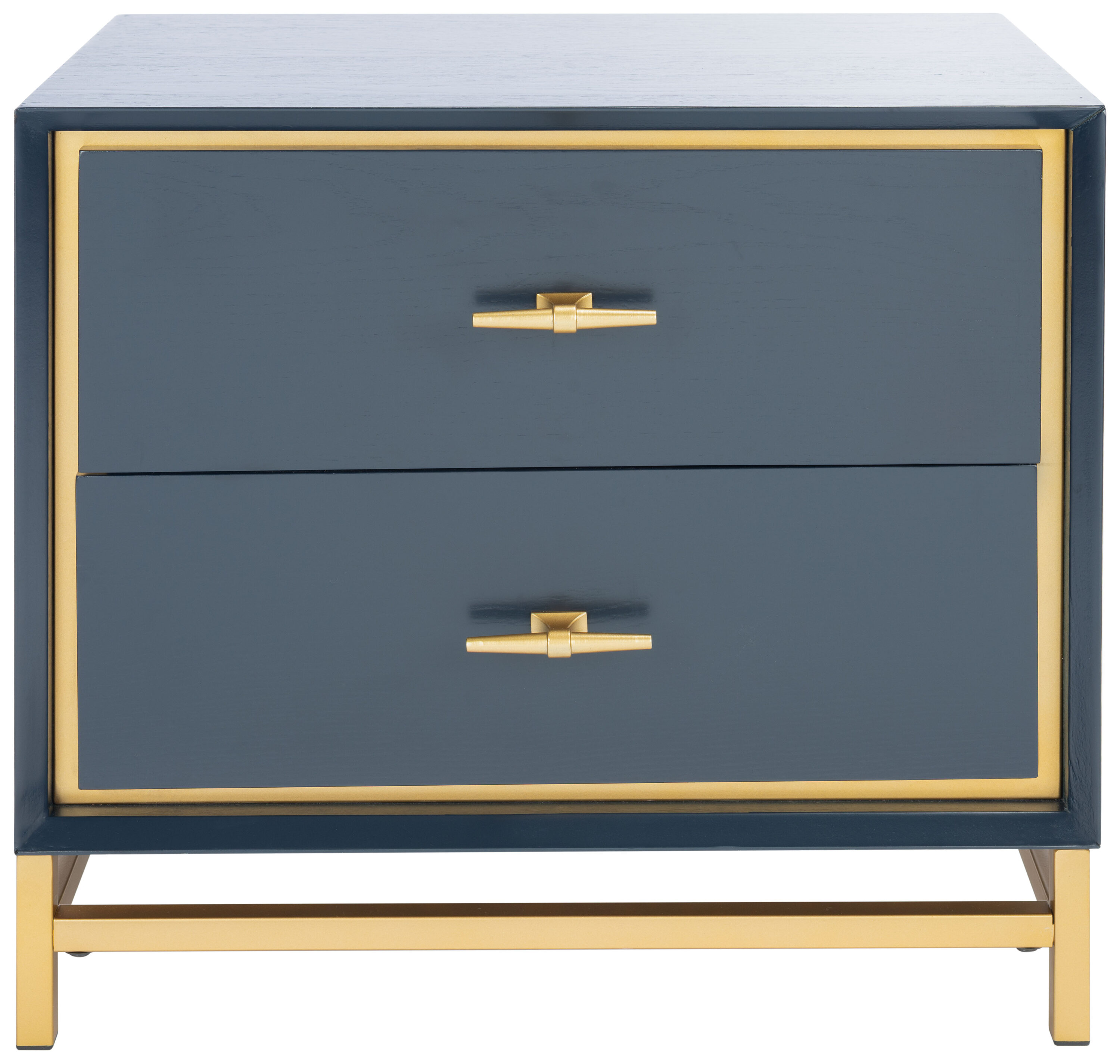 Fenno Artisanal Teal & Brass 2-Drawer Nightstand