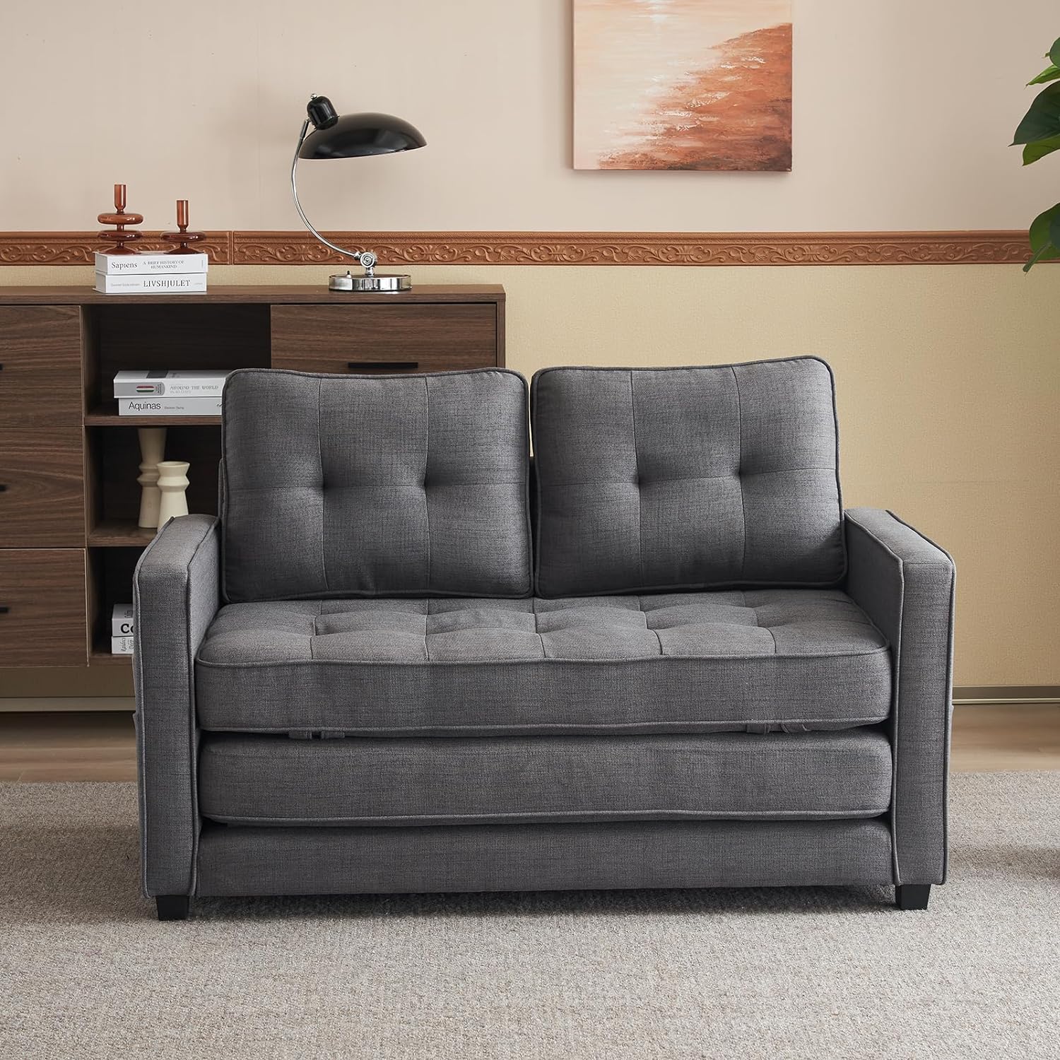 Winado LO1G52002785 Gray Contemporary/Modern Faux leather Twin Sofa bed
