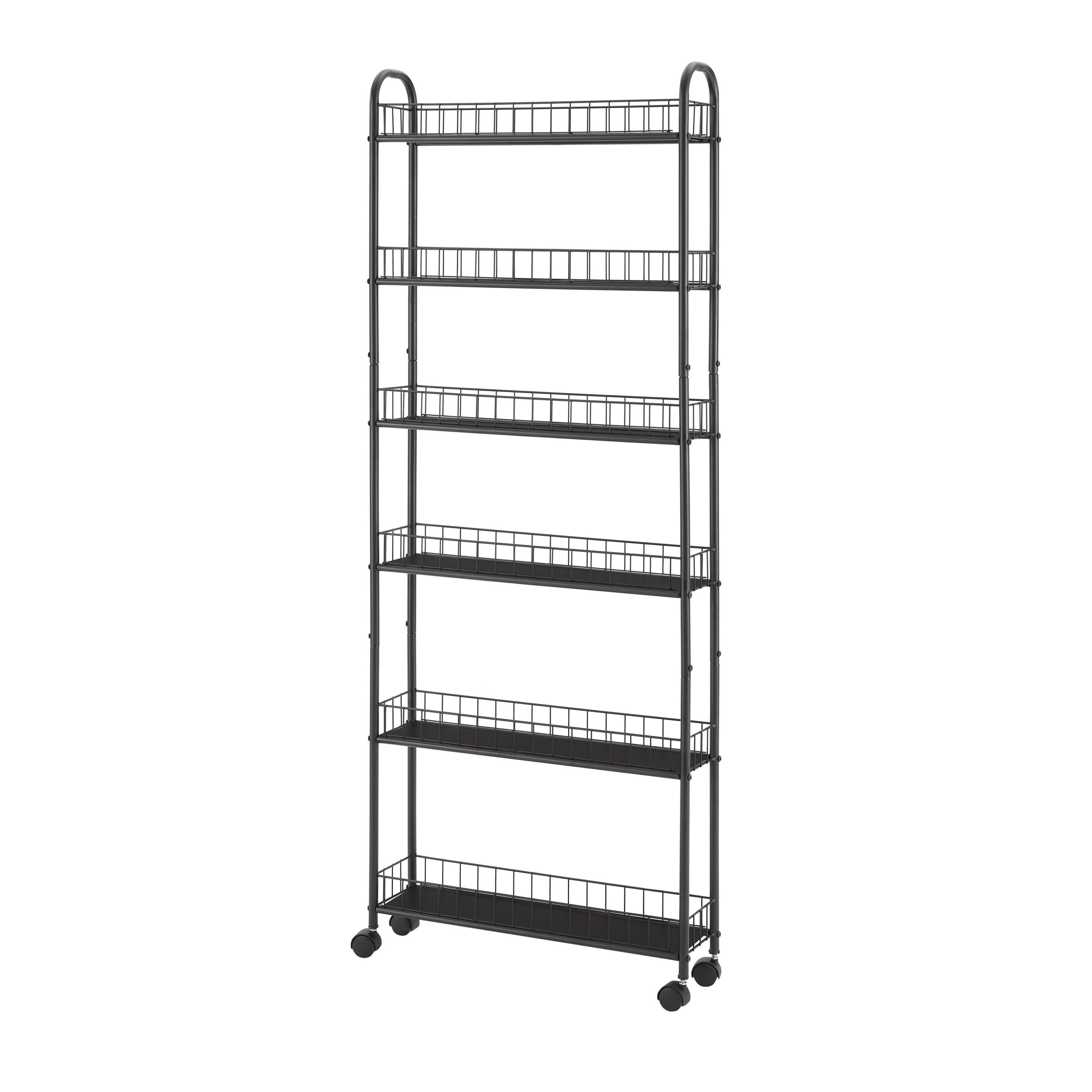 Siavonce FZ-D0102HRIMQ8 N/O Metal Heavy Duty 6 -Tier Utility shelving unit ( 22.8-in W x 6-in D x 61-in H ) ( Black , ( 100-lb lbs. Capacity Per Shelf )