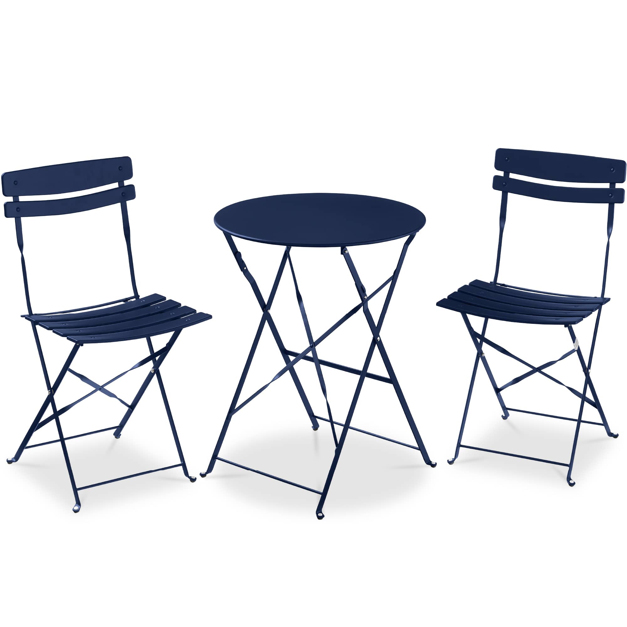 Best Choice Products SKY9007 3-Piece Small Bistro Set Folding Patio Furniture Set of 2 Chairs and Table - Navy
