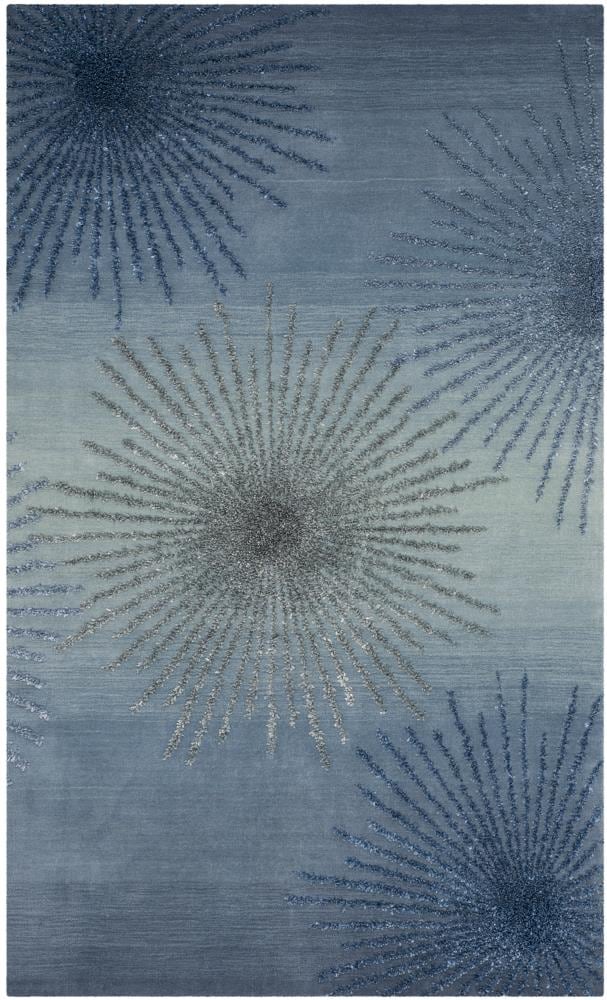 Safavieh SOH712W-5 Soho Starburst 5 x 8 (ft) Tufted Wool Denim Rectangular Indoor Abstract Area rug