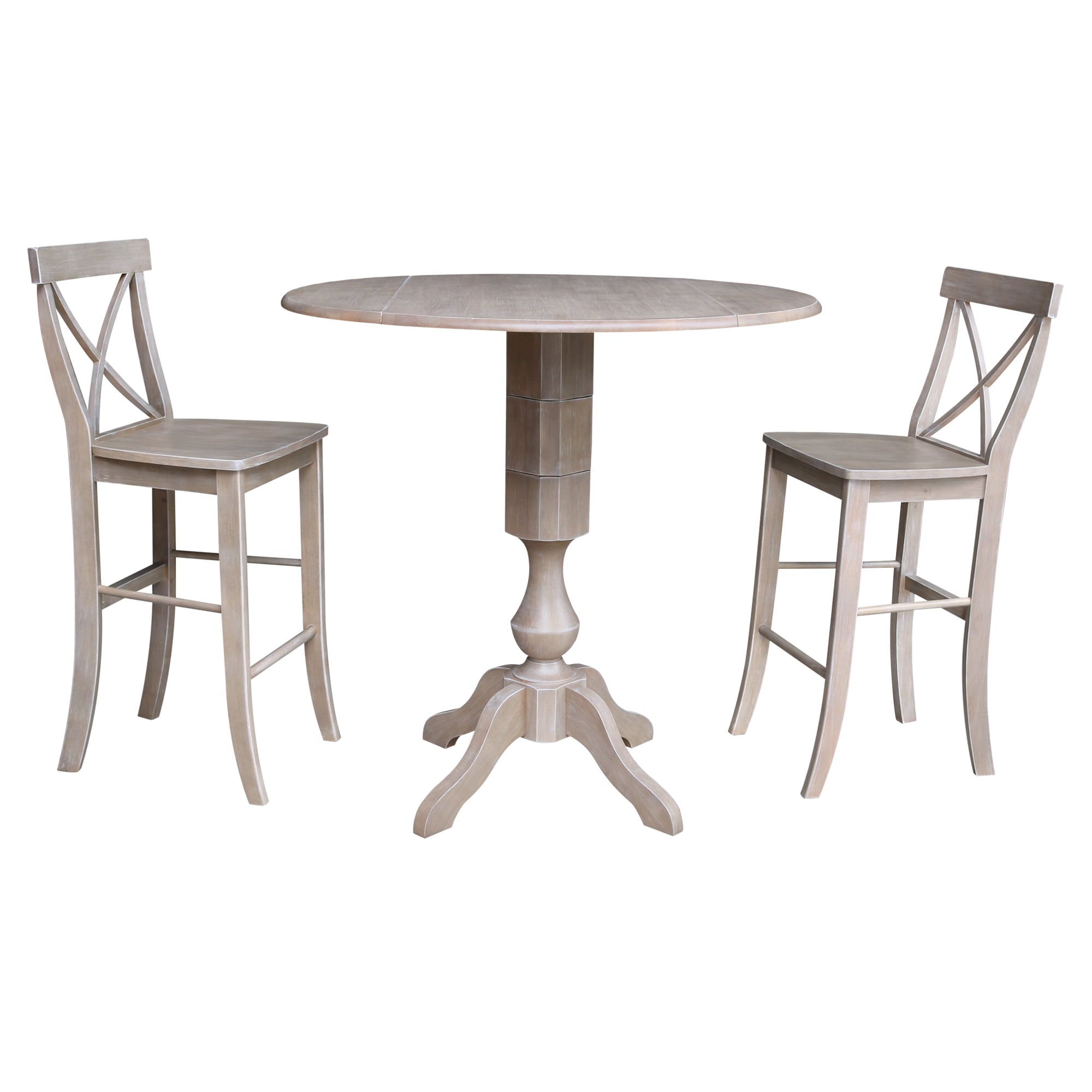 International Concepts K09-42DPT-11-S6133-2 Washed gray taupe Casual Dining Room Set with Round Table ( Seats 4 )